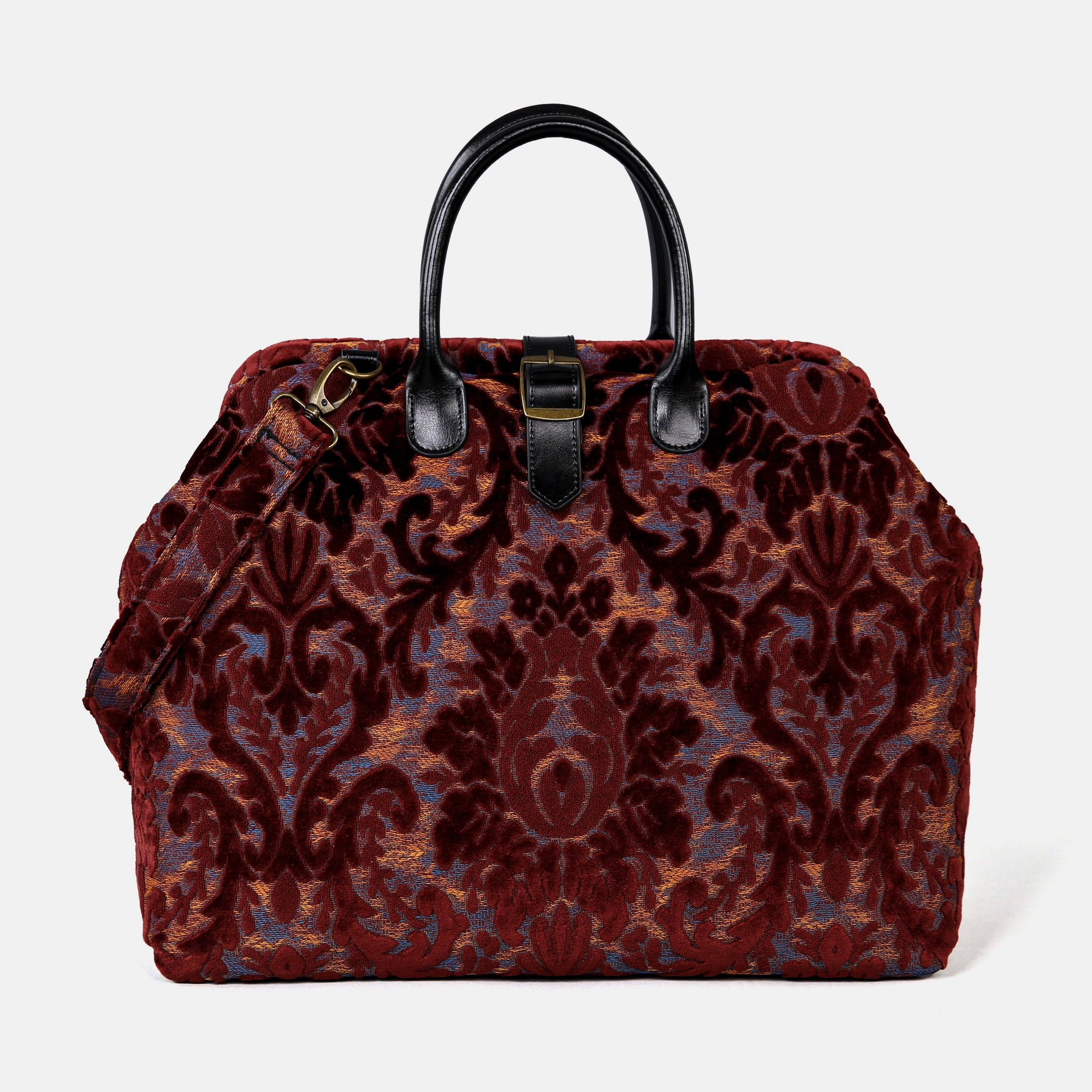 Burnout Velvet Wine Mary Poppins Weekender carpet bag MCW Handmade