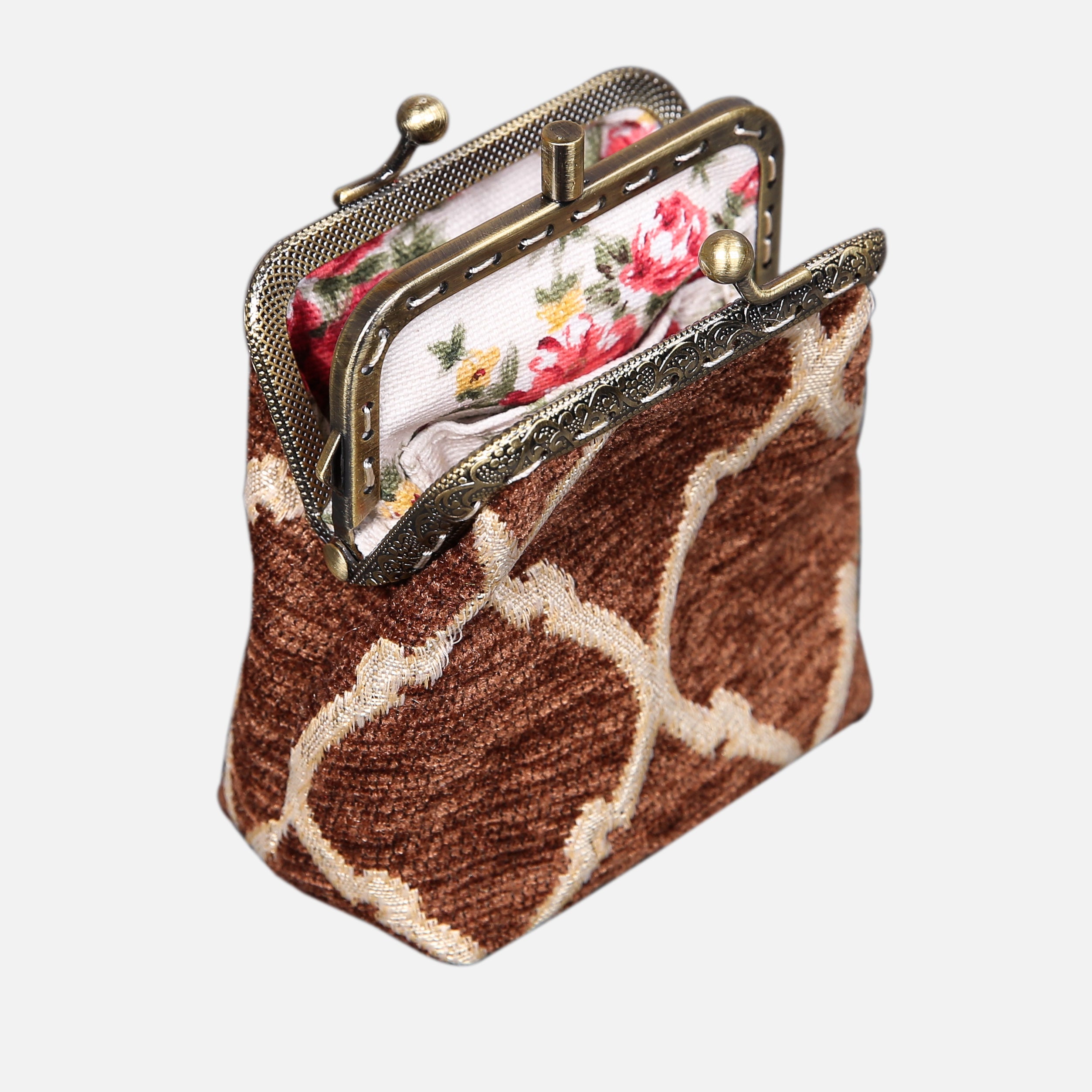 Quartz Cocoa Double Kiss Clasp Coin Purse MCW Handmade-3