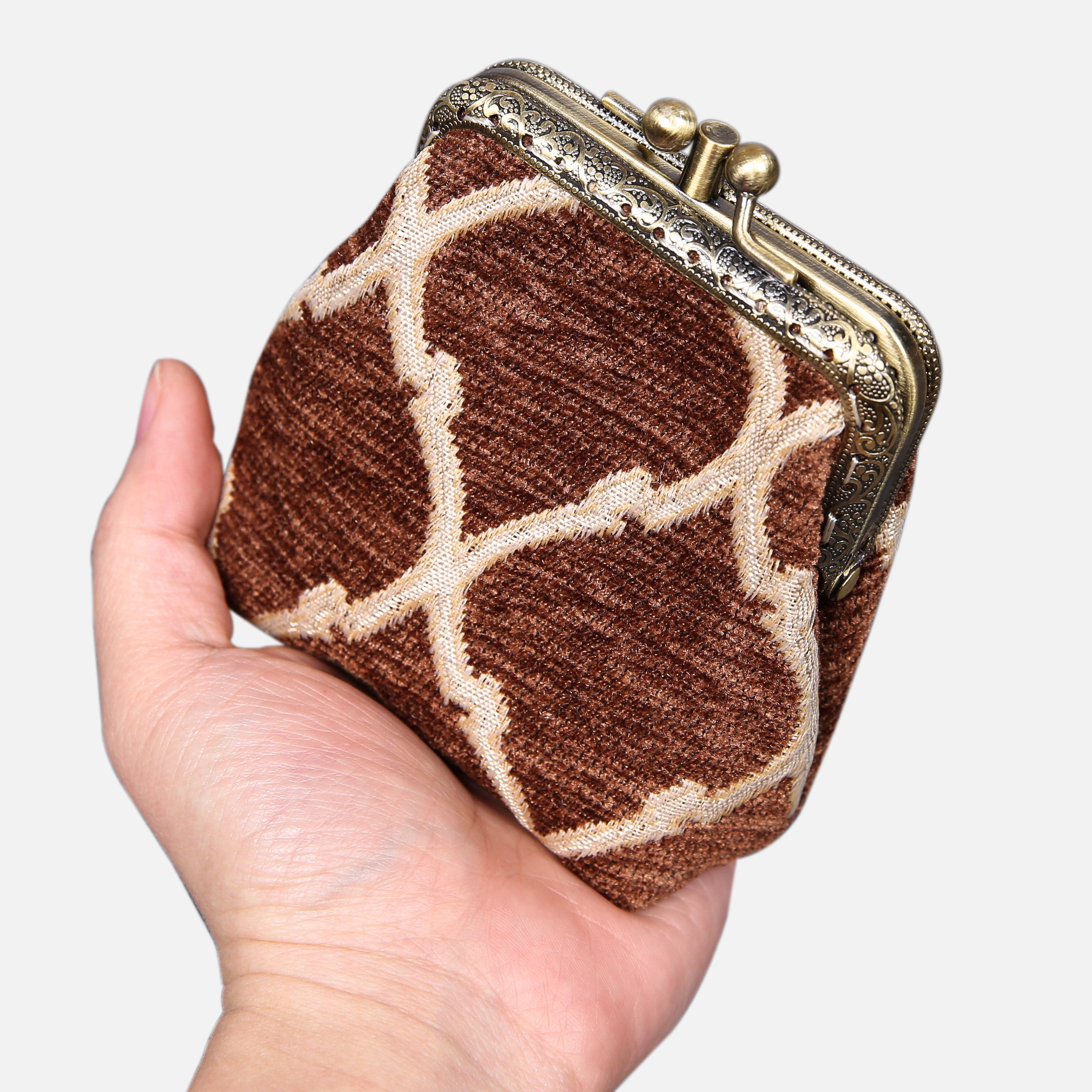 Quartz Cocoa Double Kiss Clasp Coin Purse MCW Handmade