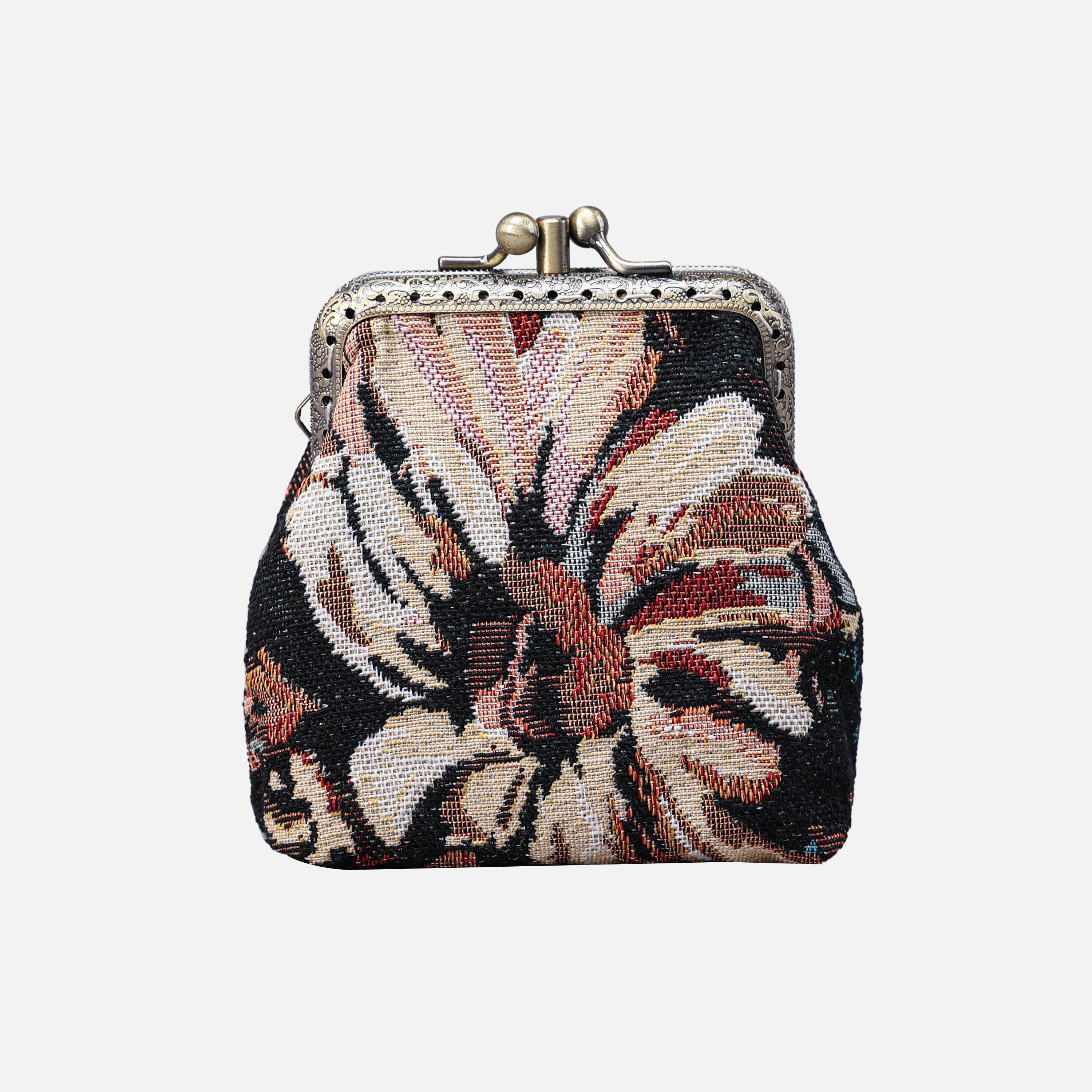 Daisy Black Double Kiss Clasp Coin Purse MCW Handmade-2