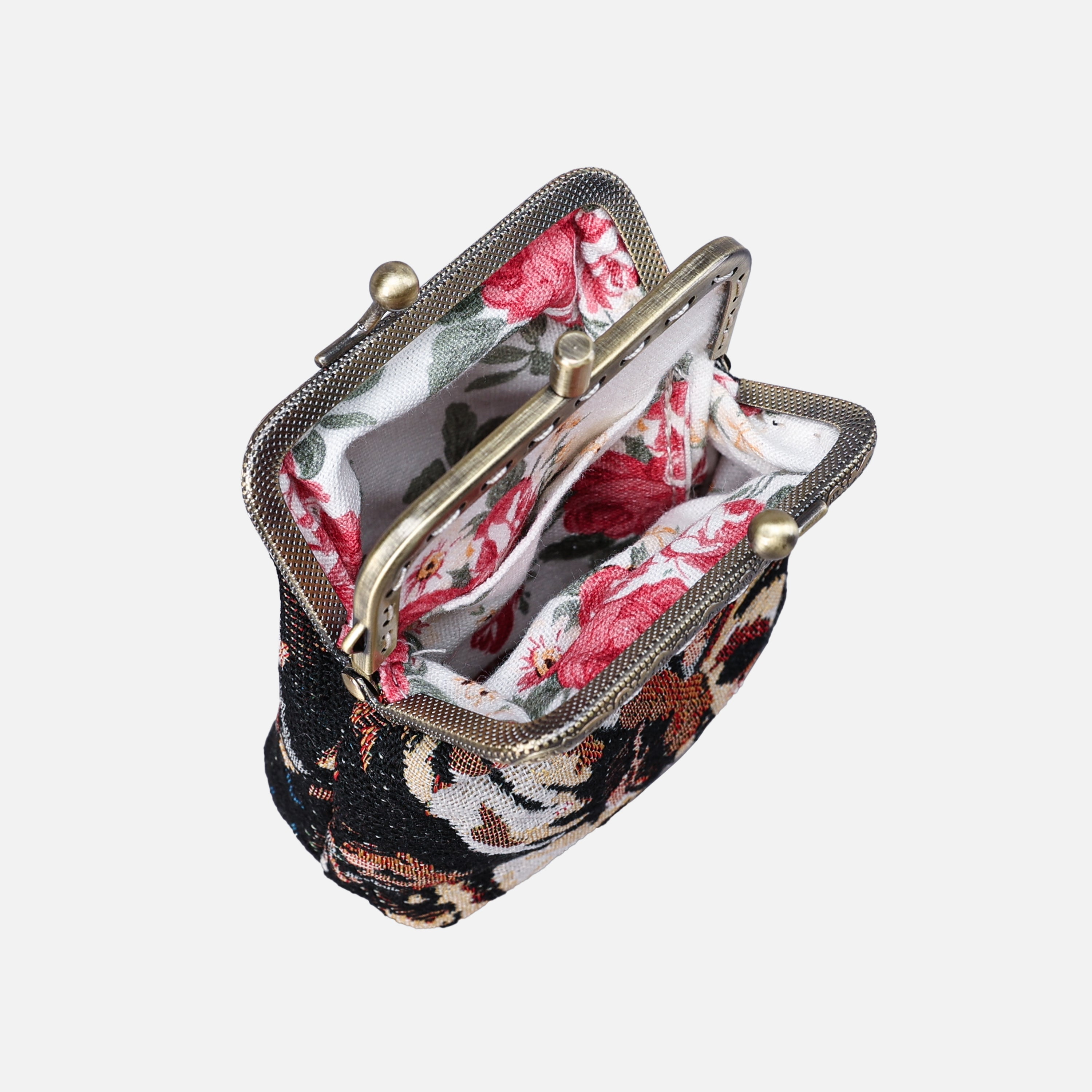 Daisy Black Double Kiss Clasp Coin Purse MCW Handmade-5