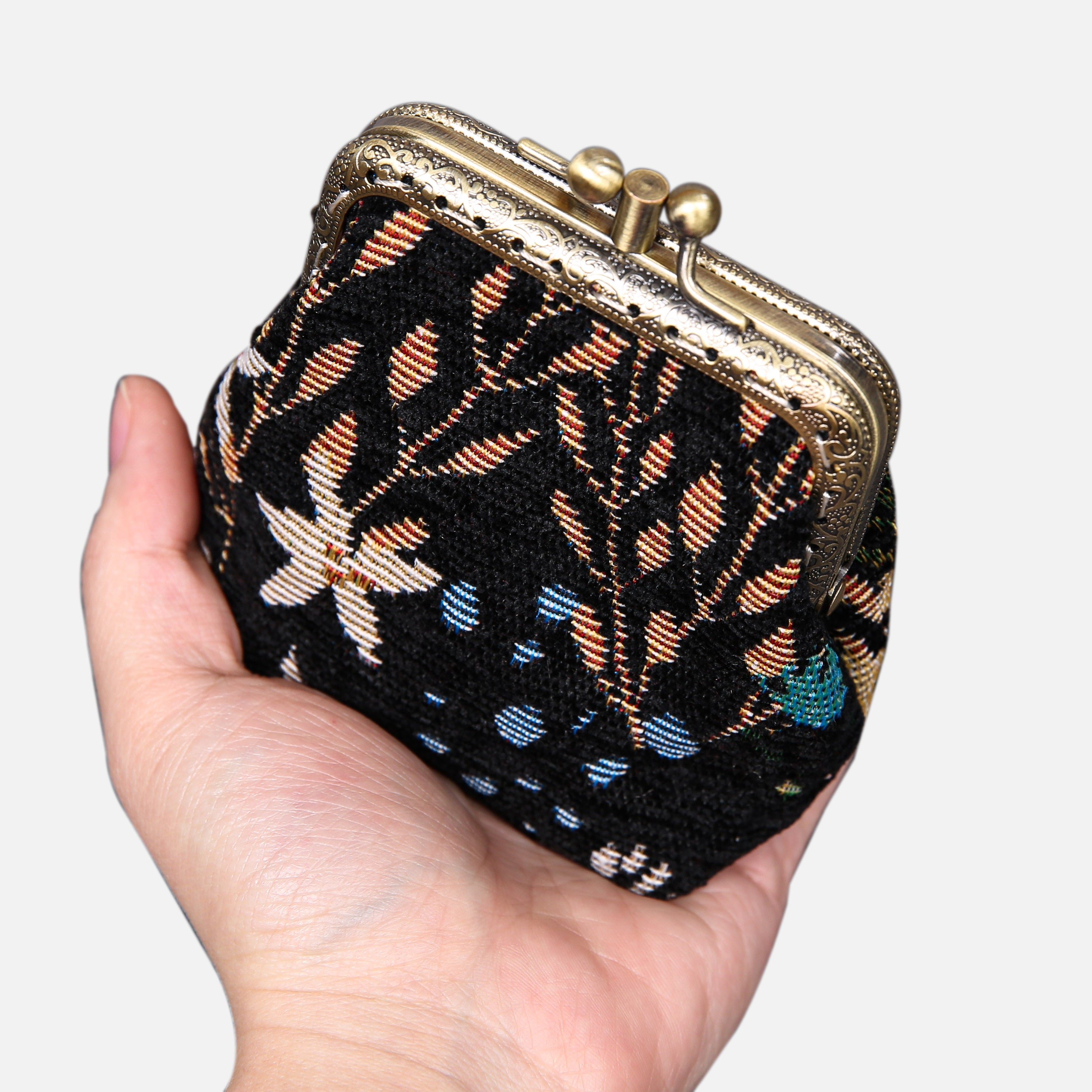Night Garden Double Kiss Clasp Coin Purse MCW Handmade