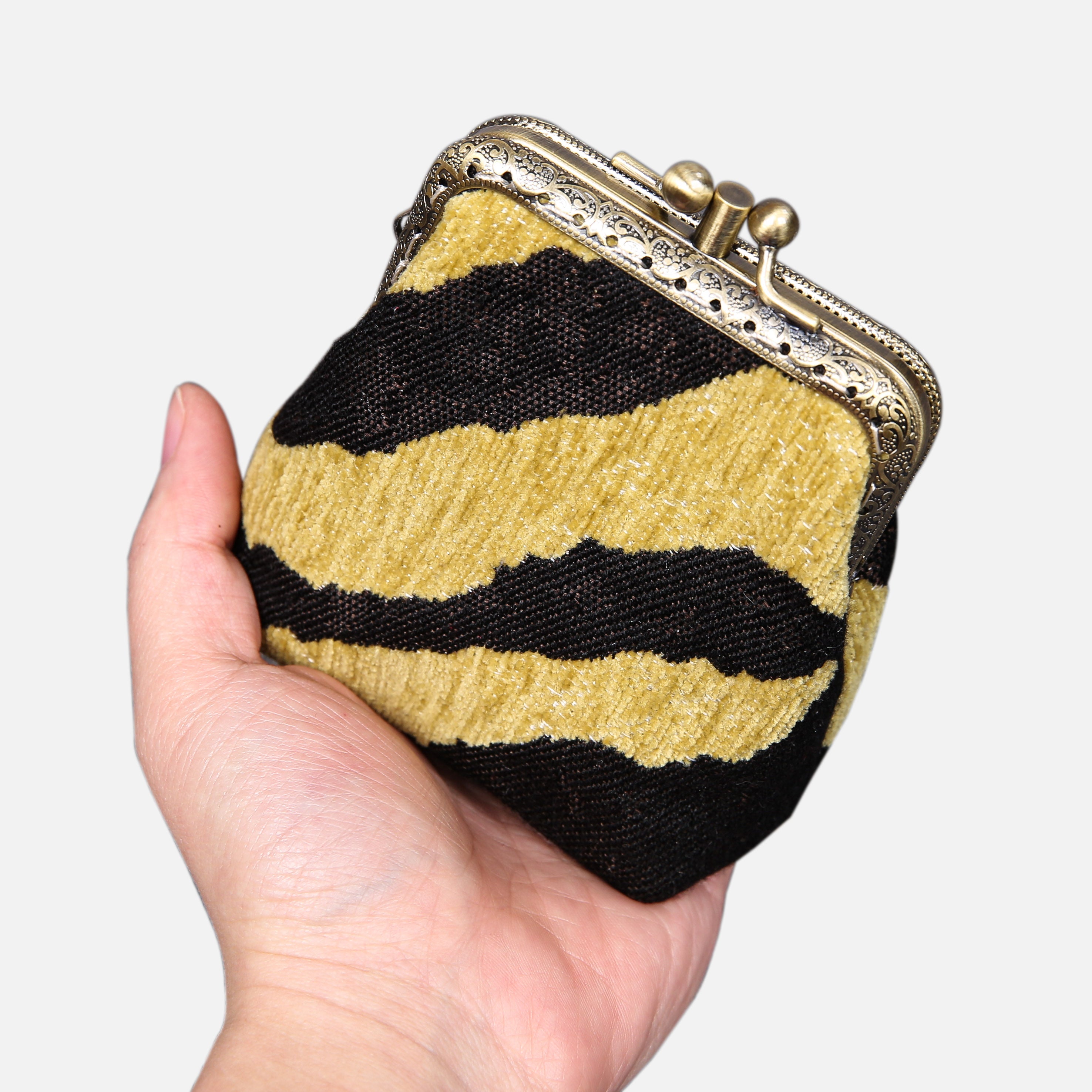 Tiger Stripes Double Kiss Clasp Coin Purse MCW Handmade