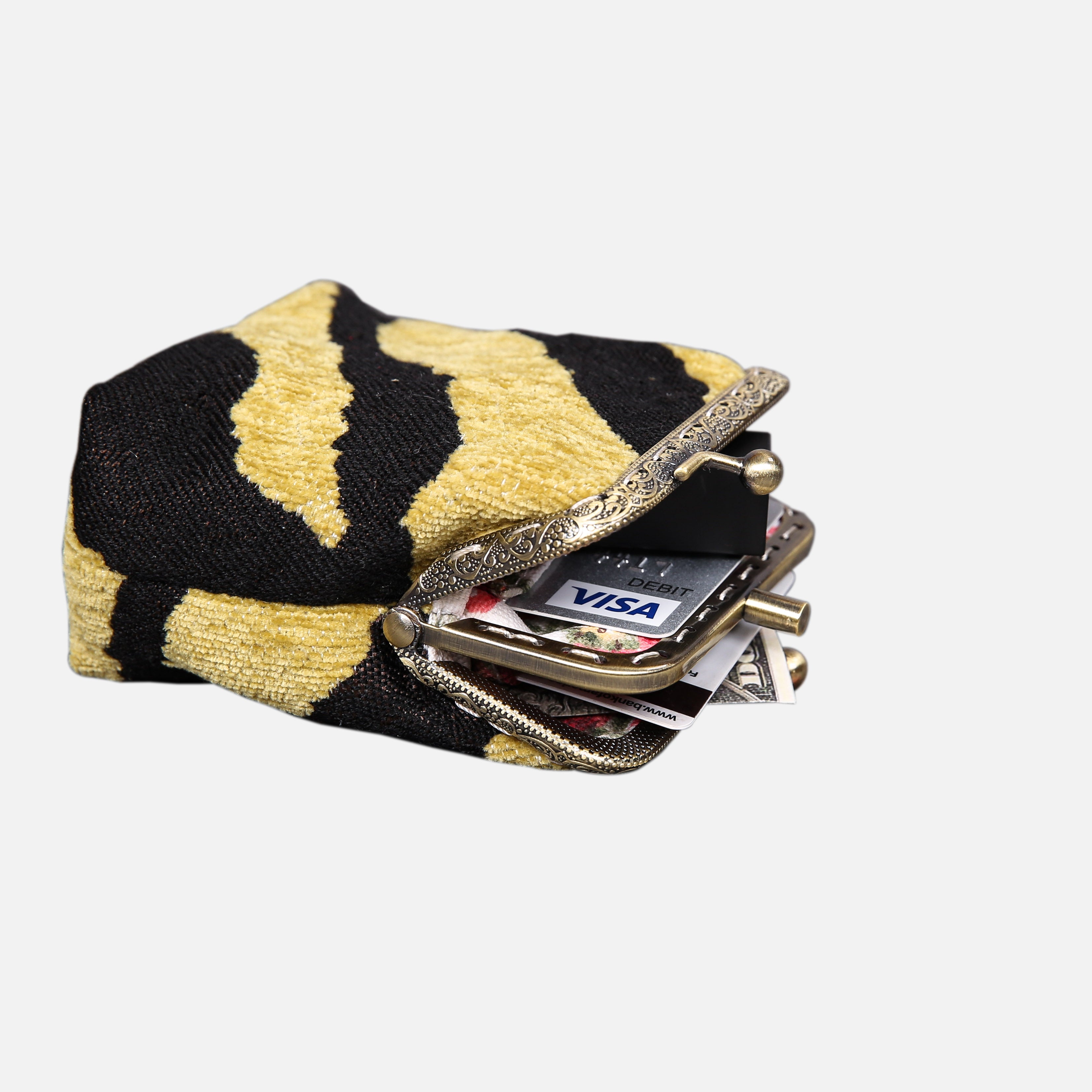 Tiger Stripes Double Kiss Clasp Coin Purse MCW Handmade-4