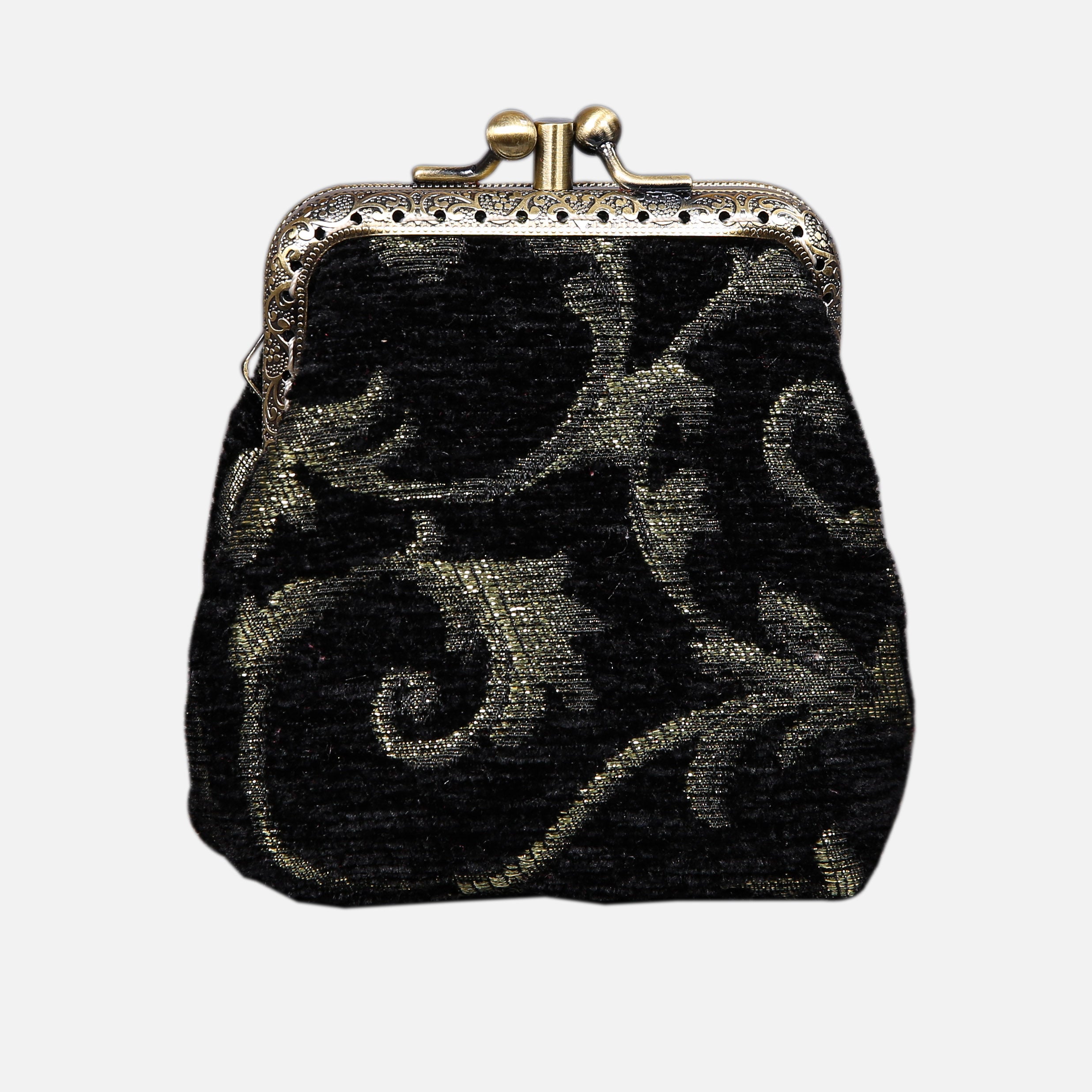 Vintage Scroll Black Double Kiss Clasp Coin Purse MCW Handmade-2