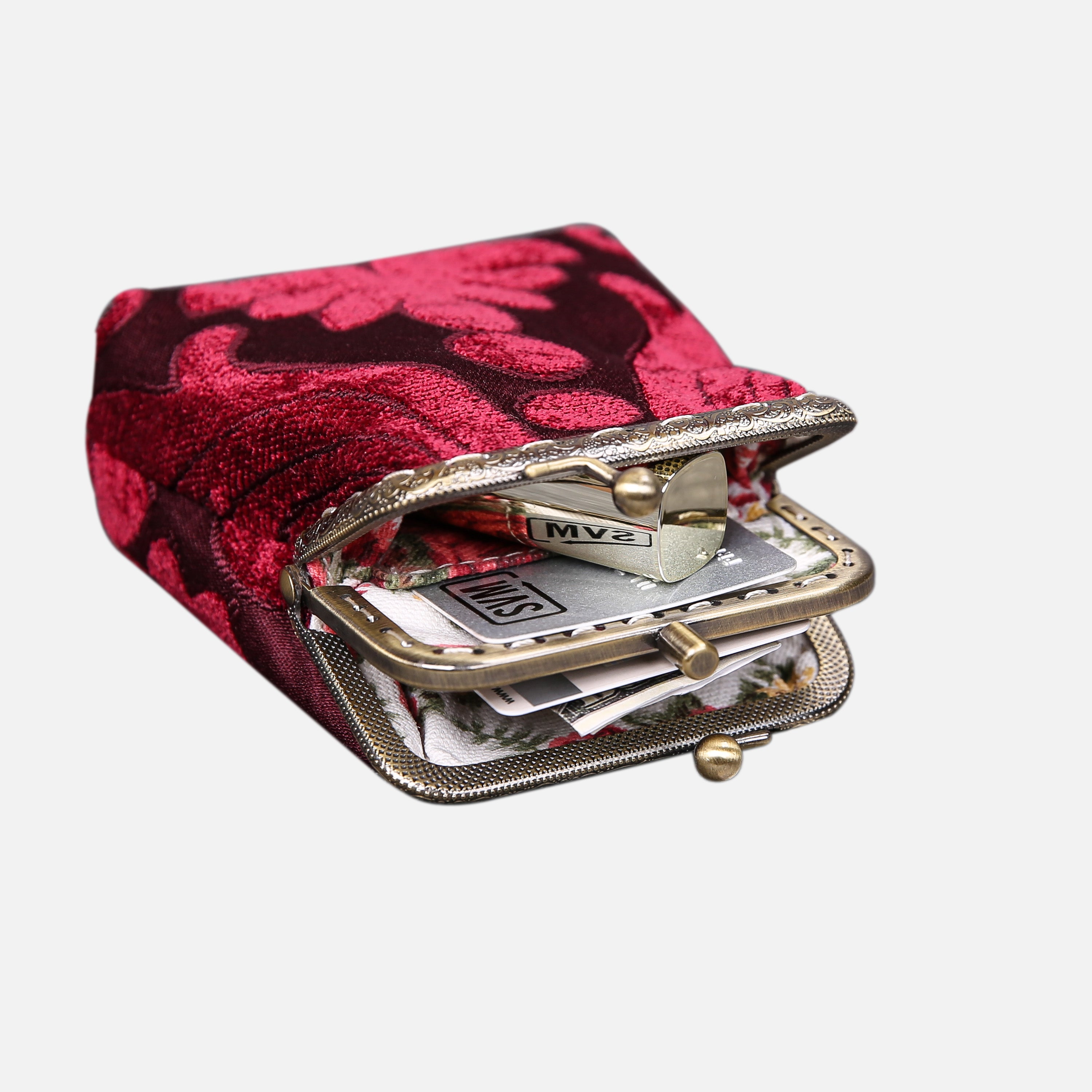 Queen Wine Double Kiss Clasp Coin Purse MCW Handmade-4