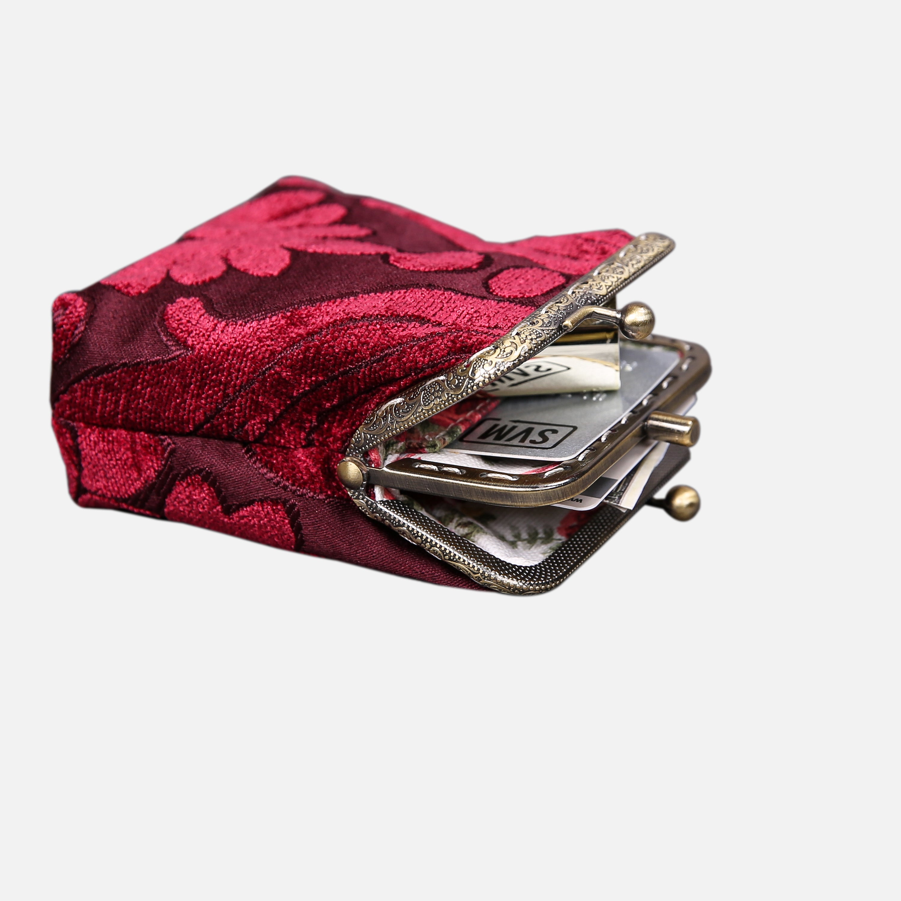 Queen Wine Double Kiss Clasp Coin Purse MCW Handmade-5
