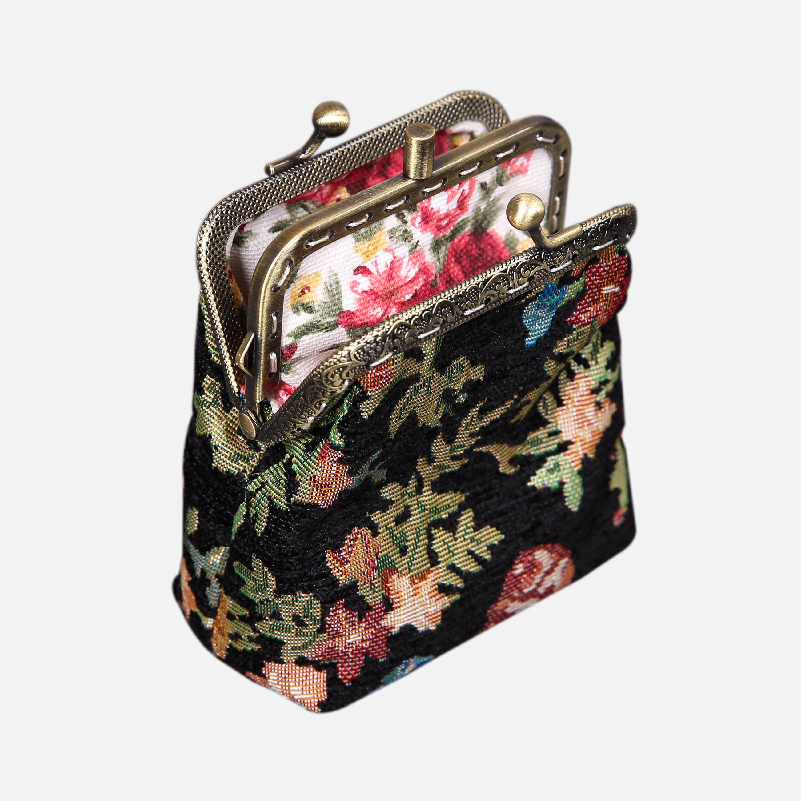 Spring Valley Black Double Kiss Clasp Coin Purse MCW Handmade-3