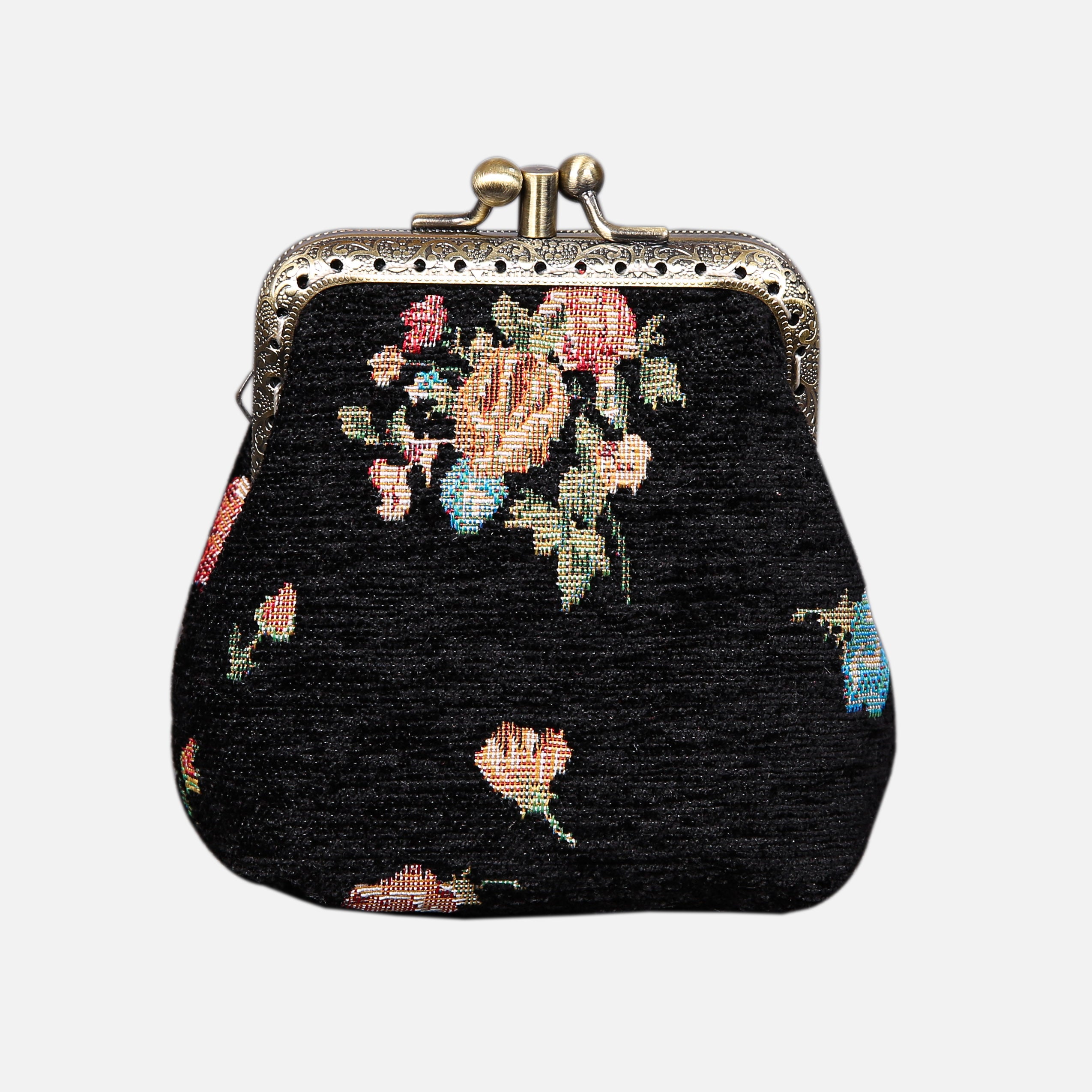 Bouquets Black Double Kiss Clasp Coin Purse MCW Handmade-2