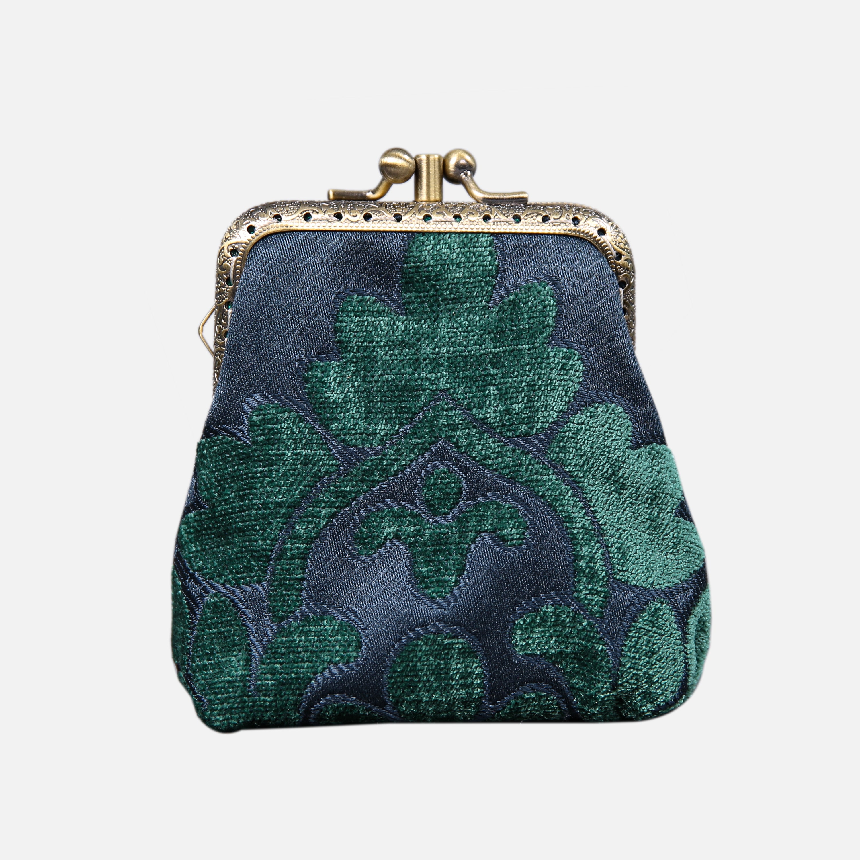 Queen Hunter Green Double Kiss Clasp Coin Purse MCW Handmade-2