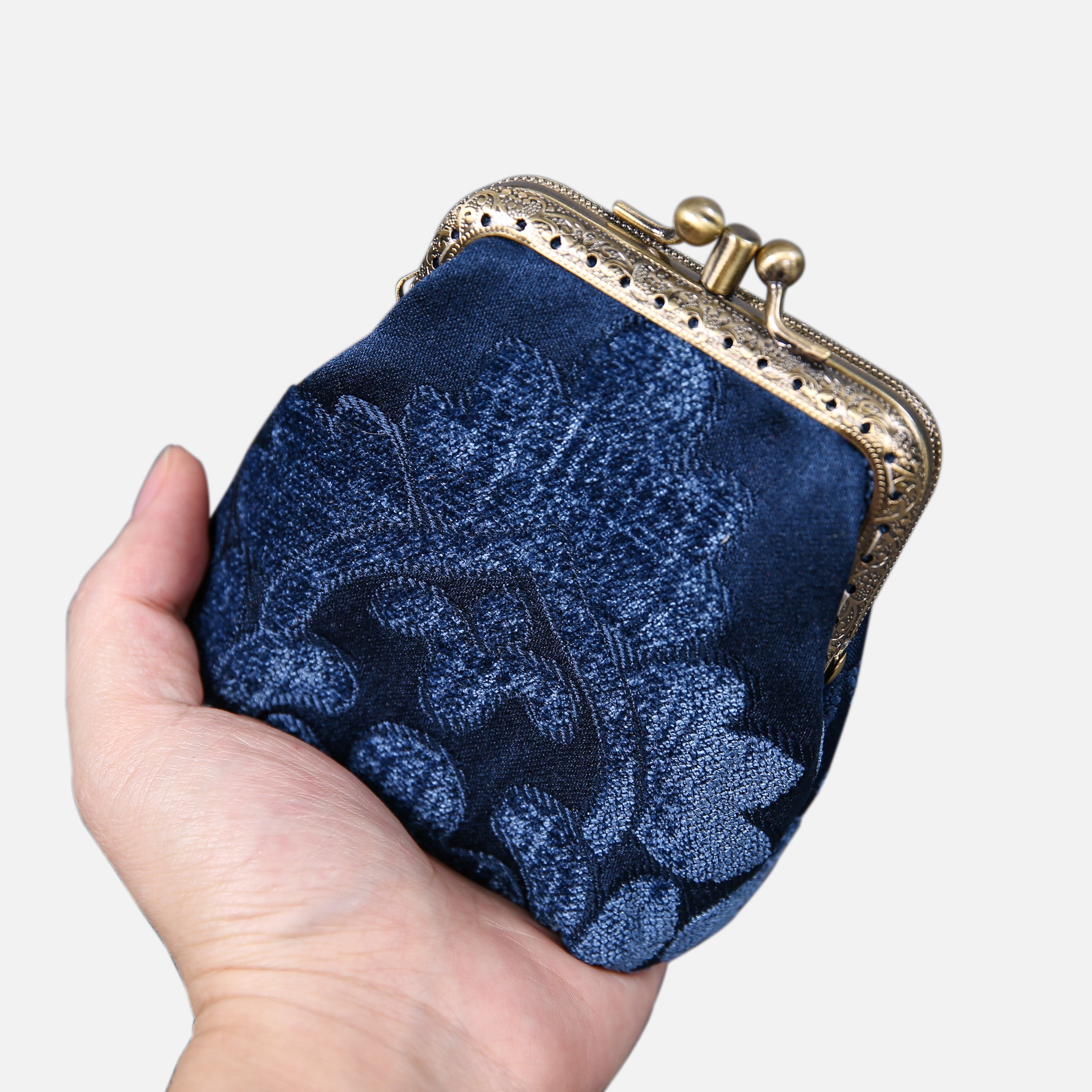 Queen Royal Blue Double Kiss Clasp Coin Purse MCW Handmade