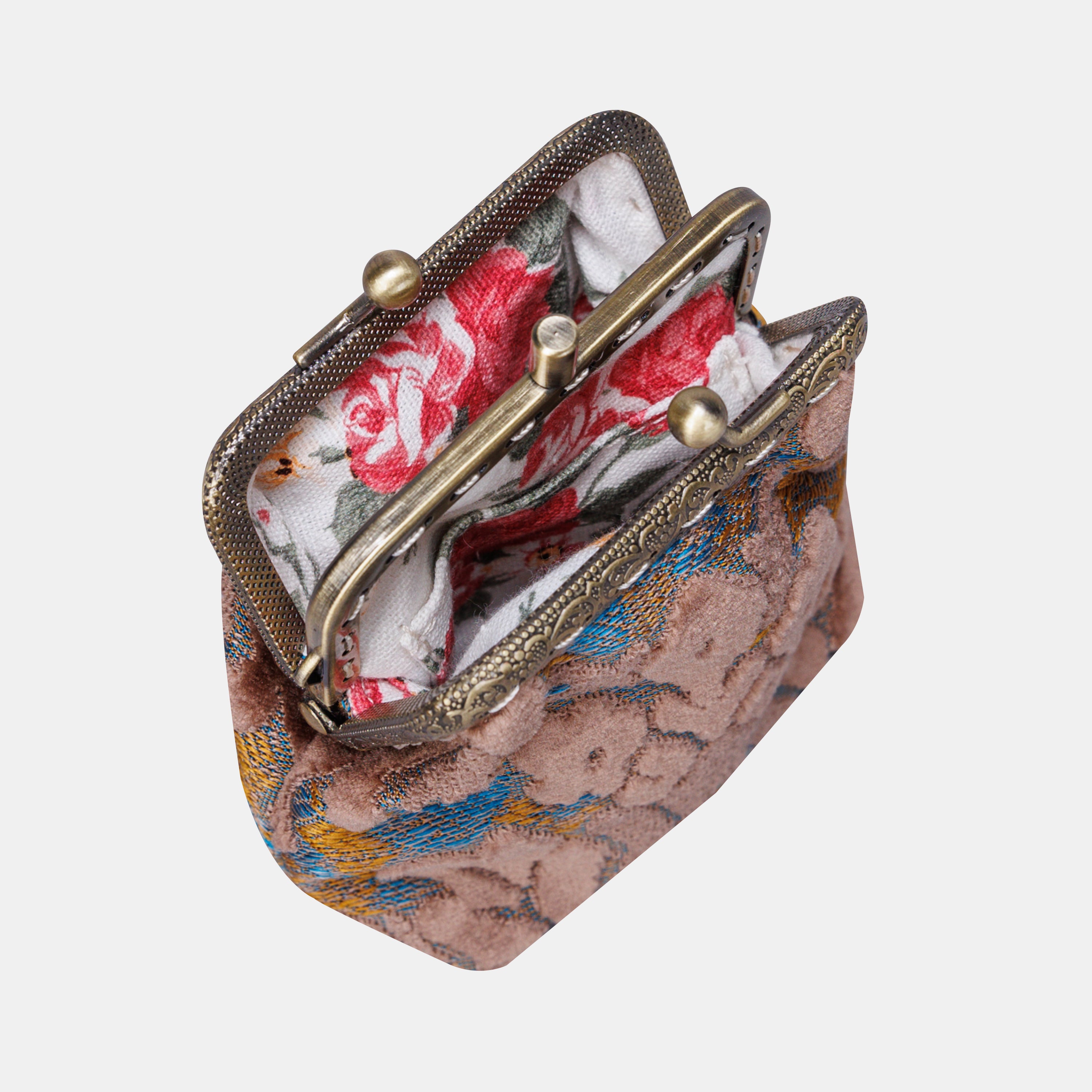 Burnout Velvet Camel Double Kiss Clasp Coin Purse MCW Handmade-3
