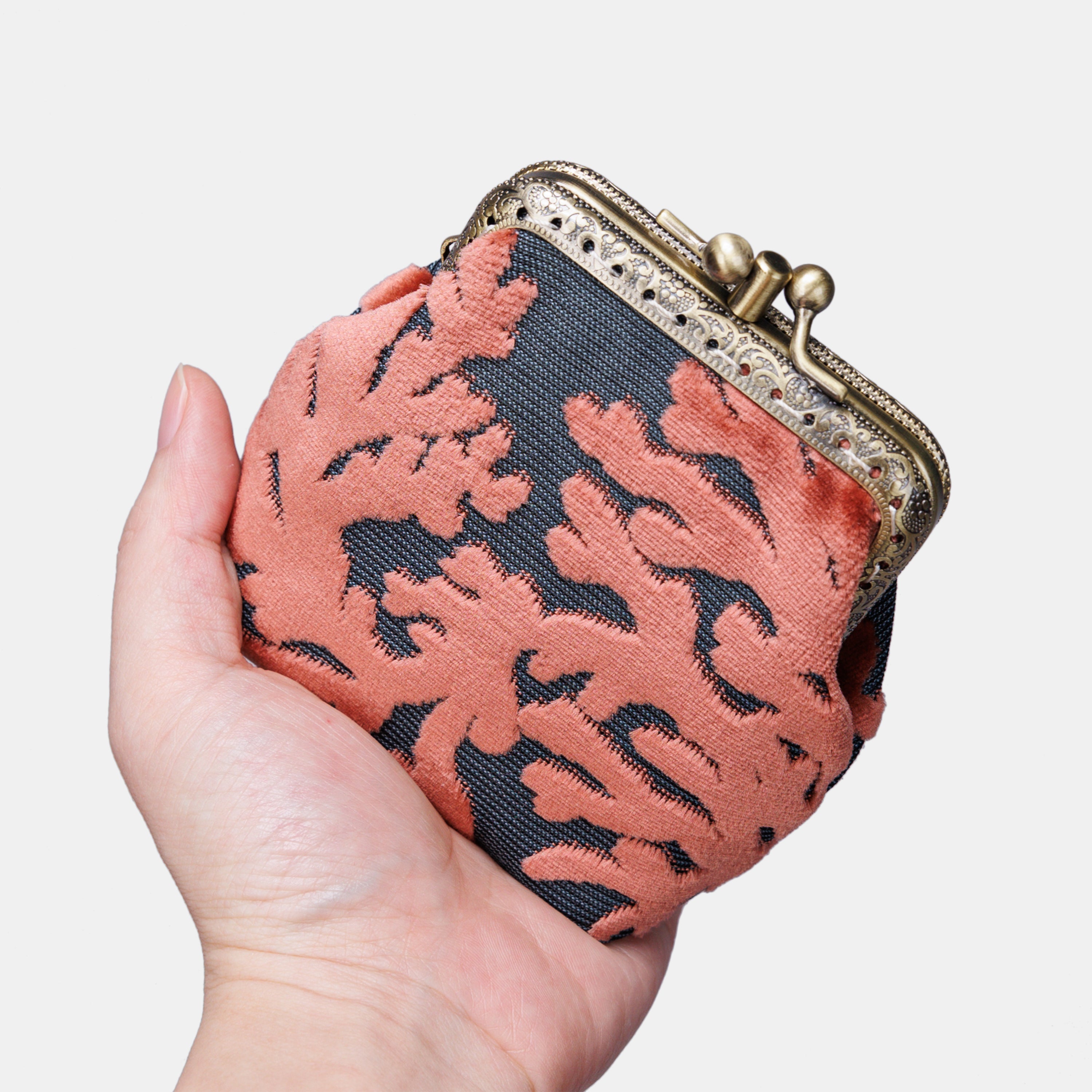 St Tropez Scuba Coral Double Kiss Clasp Coin Purse MCW Handmade