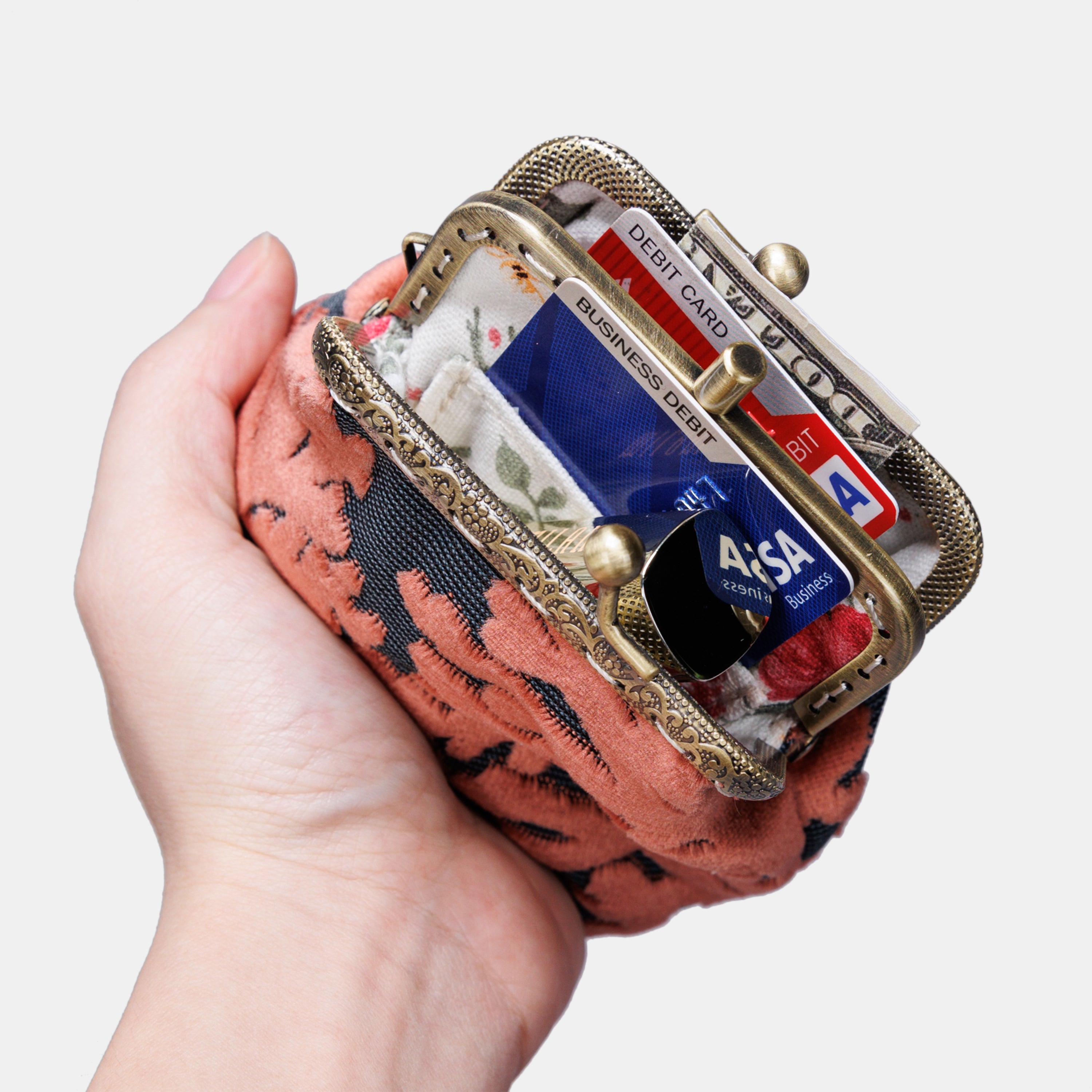 St Tropez Scuba Coral Double Kiss Clasp Coin Purse MCW Handmade-1