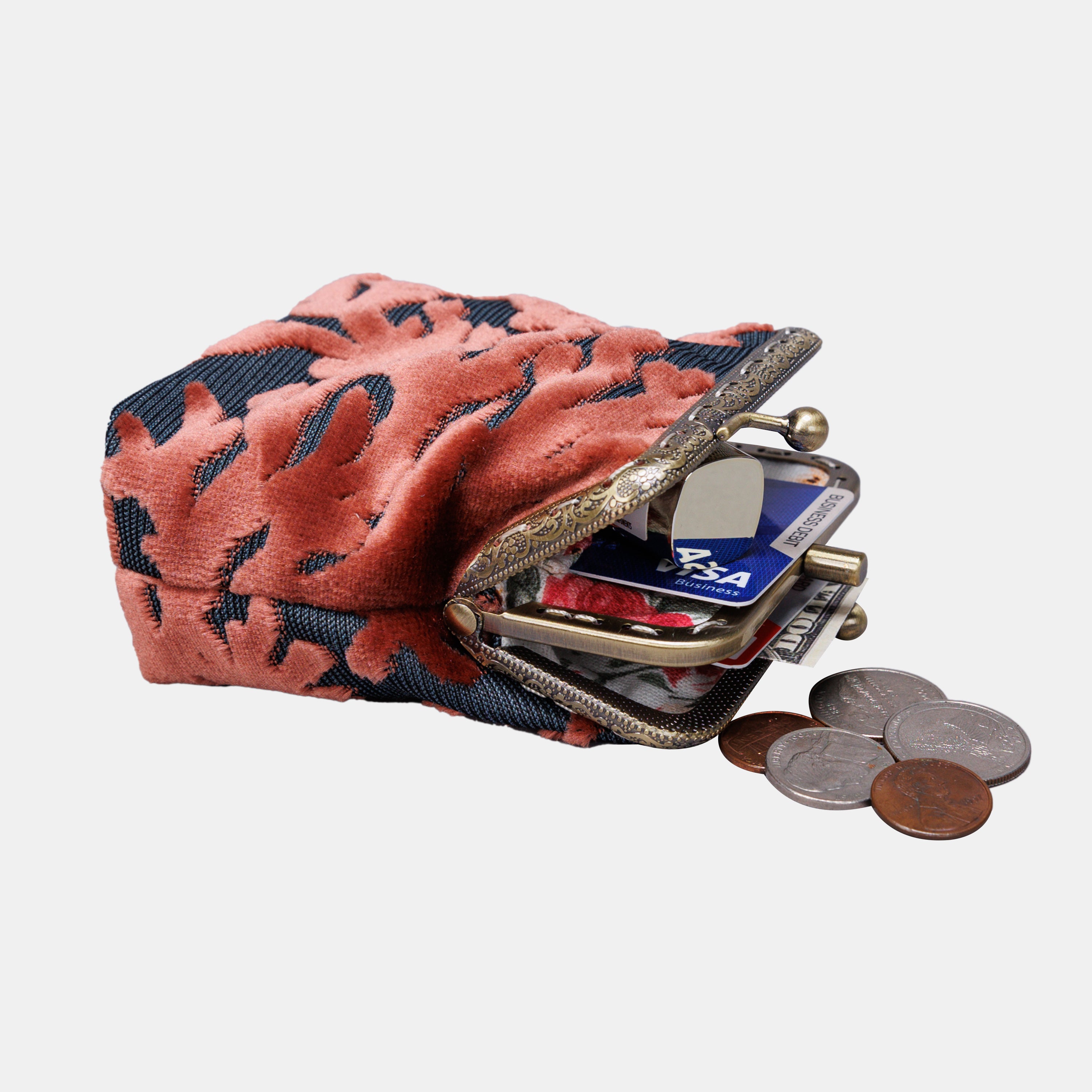 St Tropez Scuba Coral Double Kiss Clasp Coin Purse MCW Handmade-5