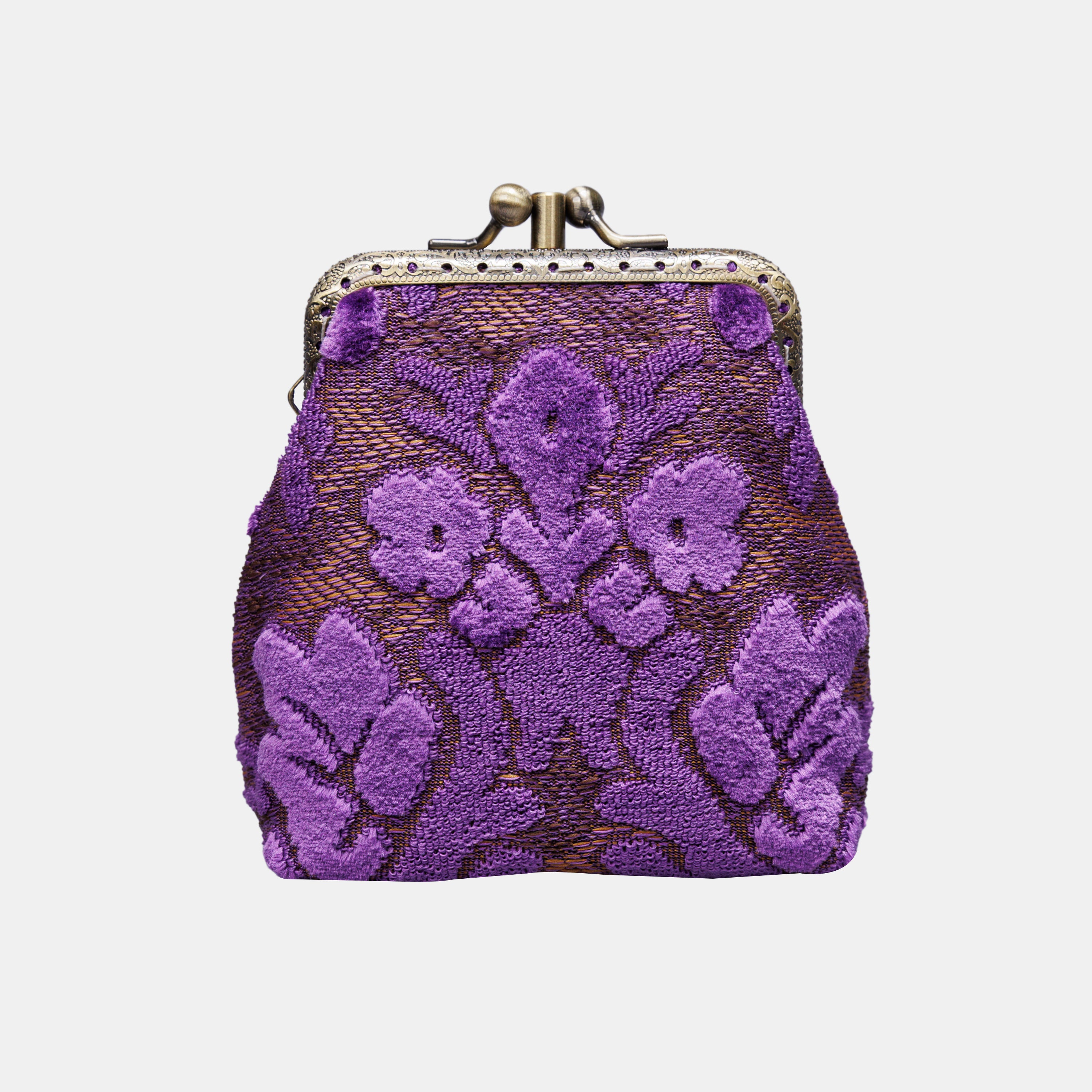 Burnout Velvet Purple Double Kiss Clasp Coin Purse  MCW Handmade-1