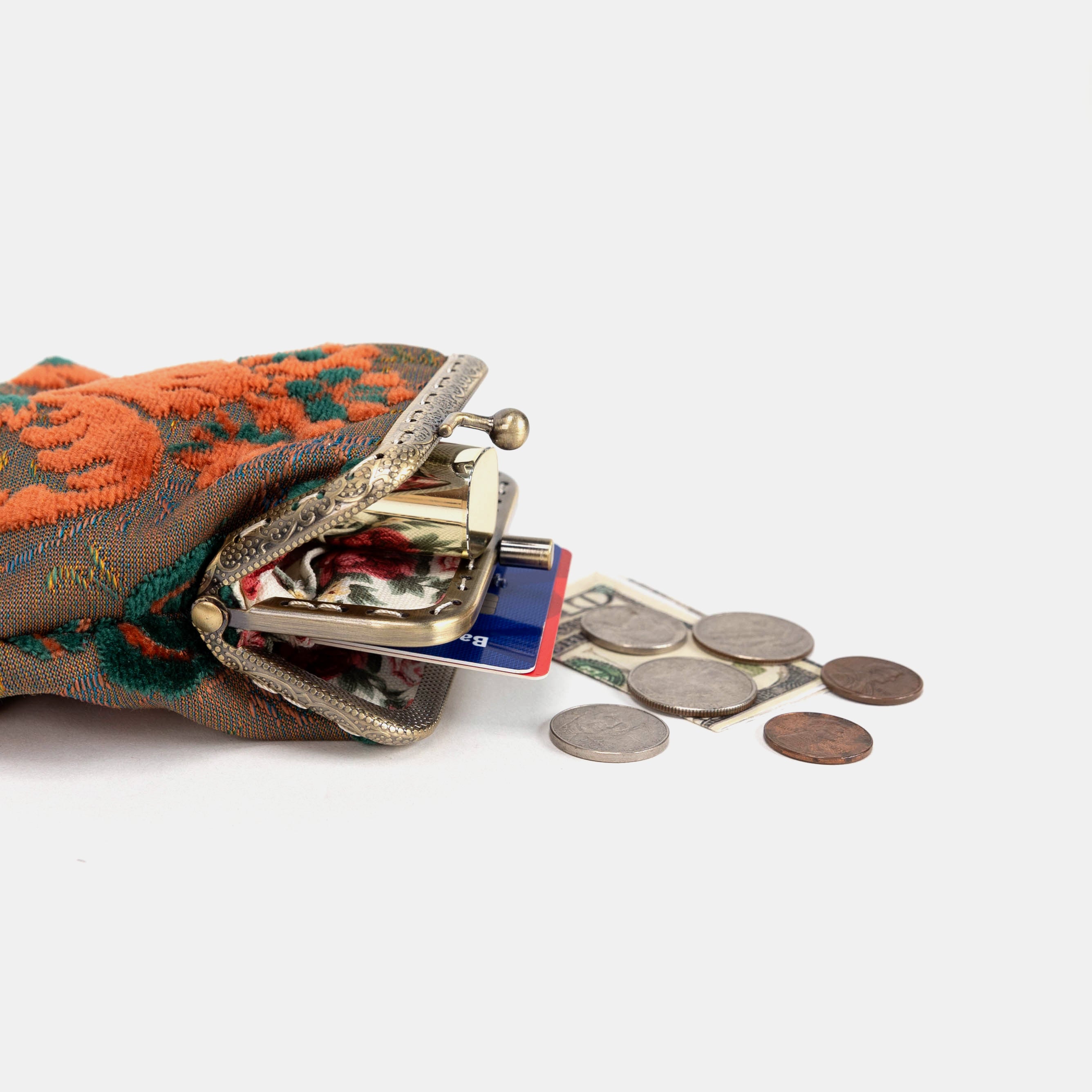 Burnout Velvet Revival Jade Double Kiss Clasp Coin Purse