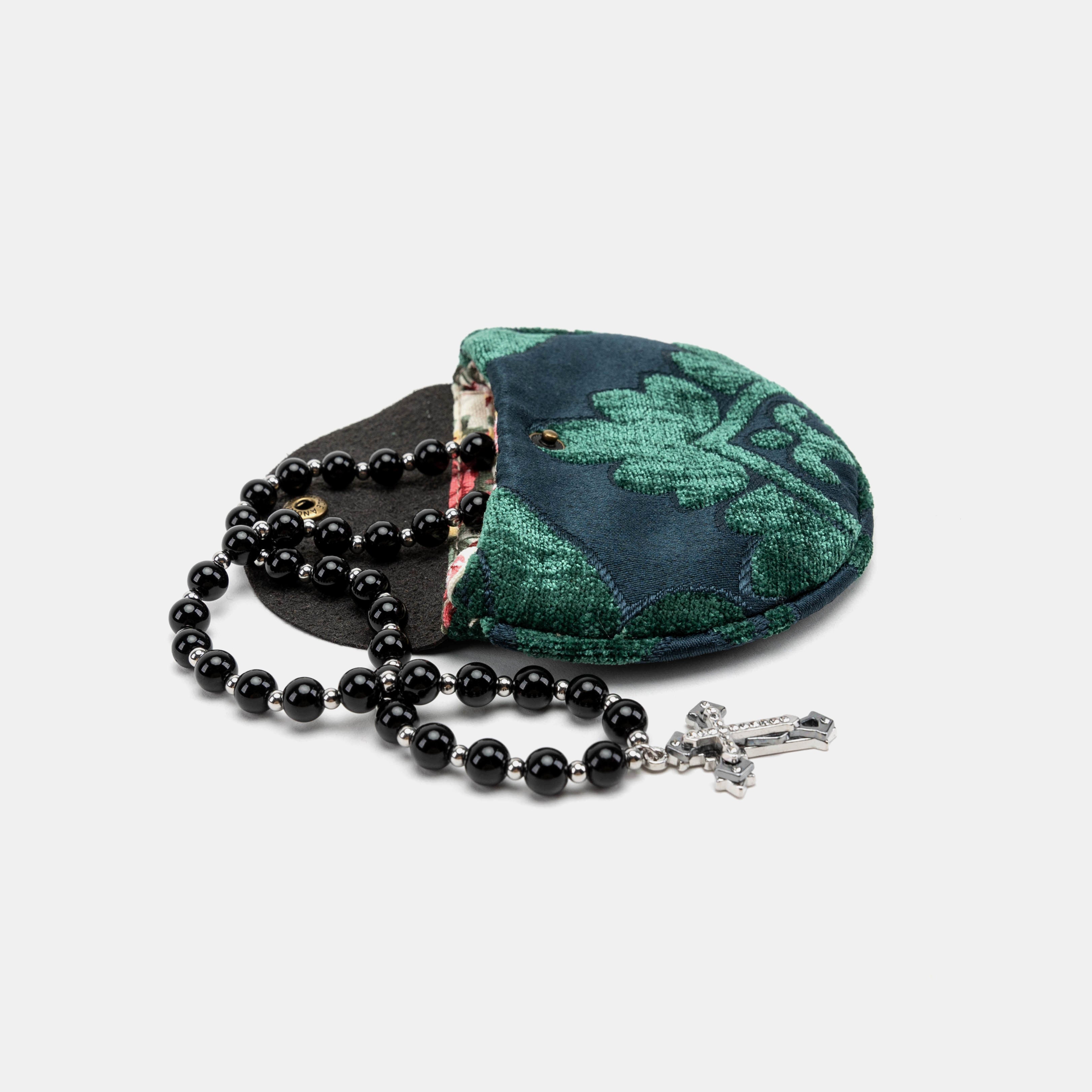 Queen Hunter Green Rosary Bag Carpetbag of America main