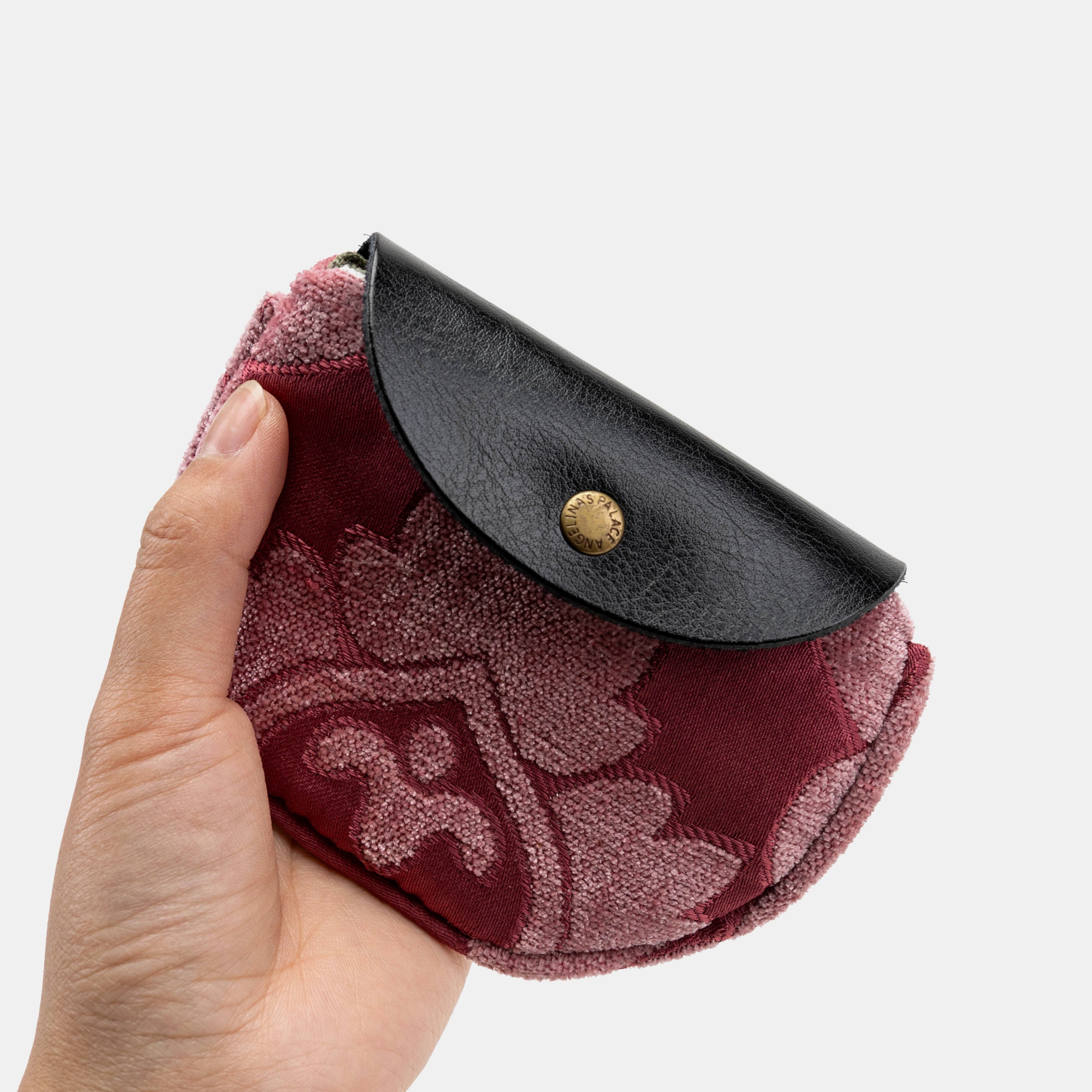 Queen Rose Pink Rosary Bag Carpetbag of America holding