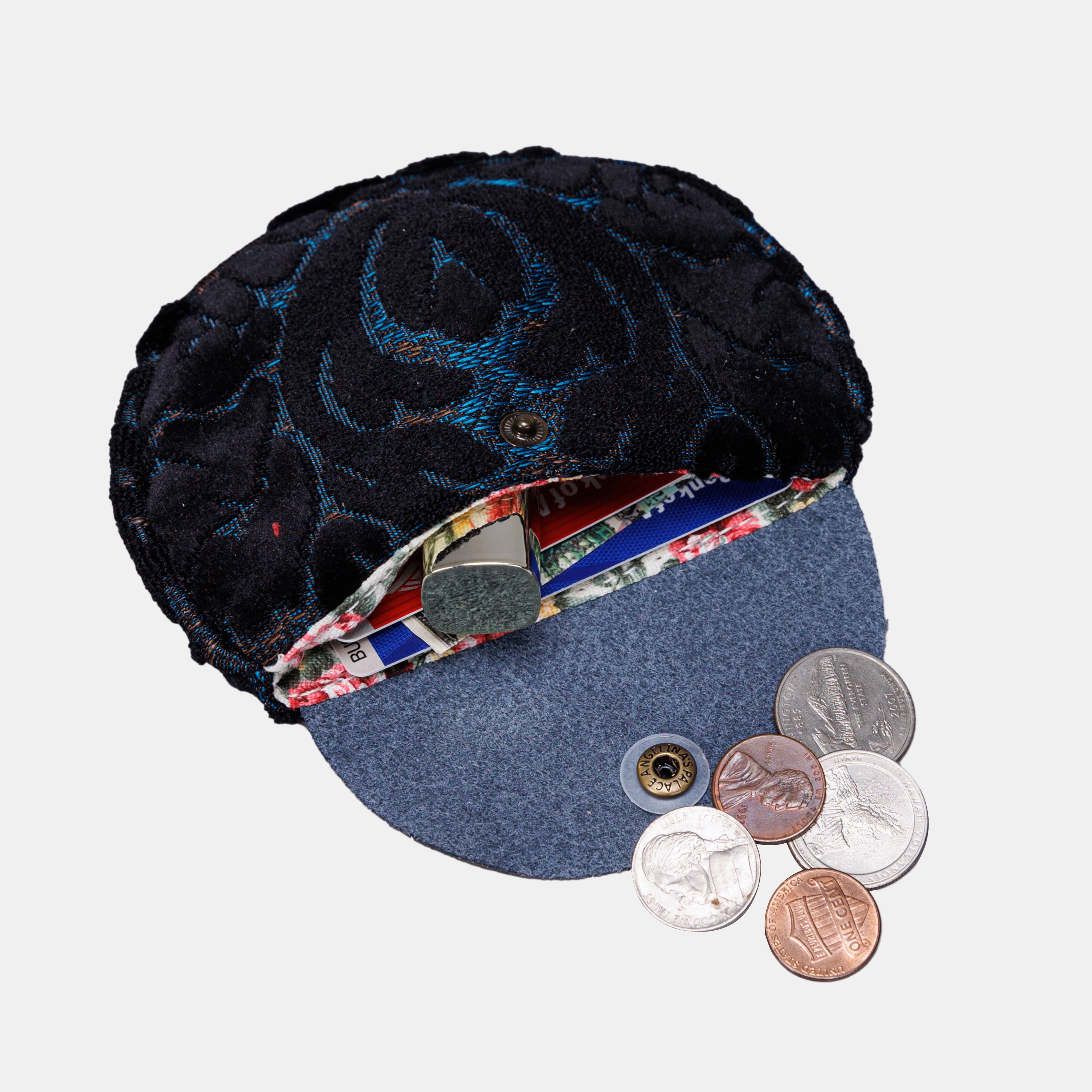 Burnout Velvet Black Flap Coin Purse  MCW Handmade-2