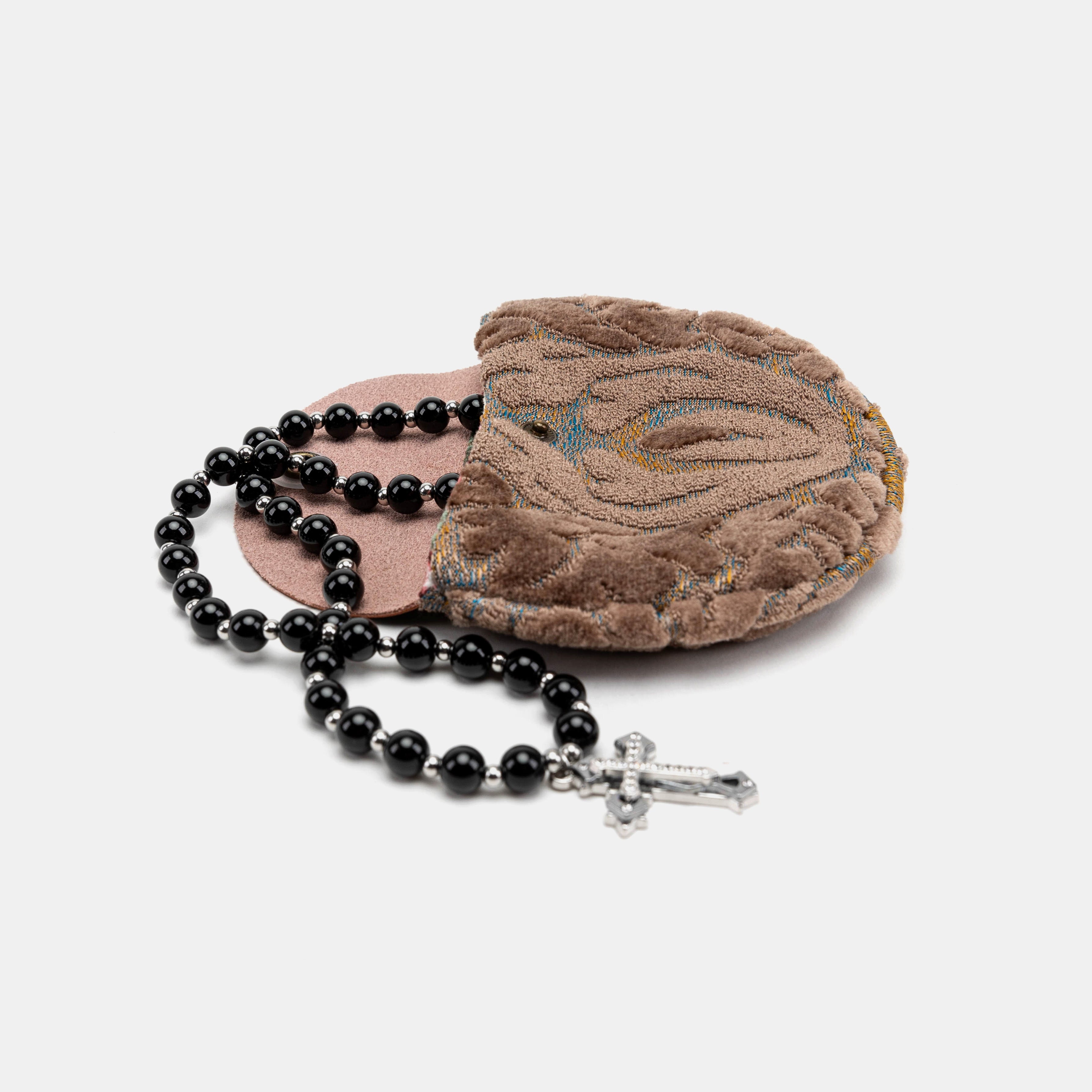 Burnout Velvet Camel Rosary Bag Carpetbag of America main