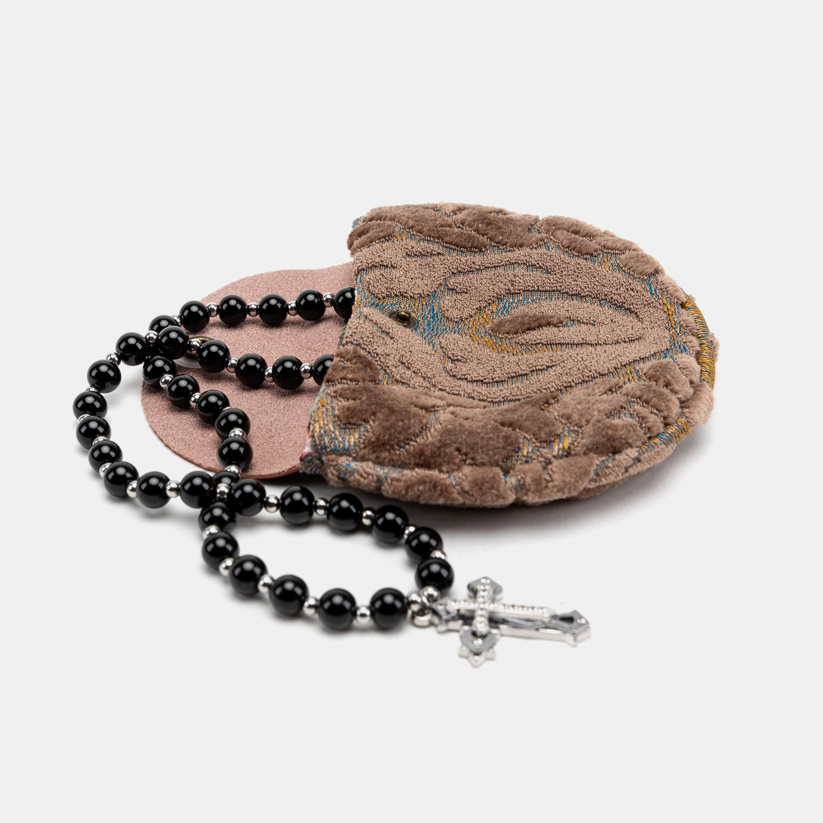 Burnout Velvet Camel Rosary Bag Carpetbag of America main