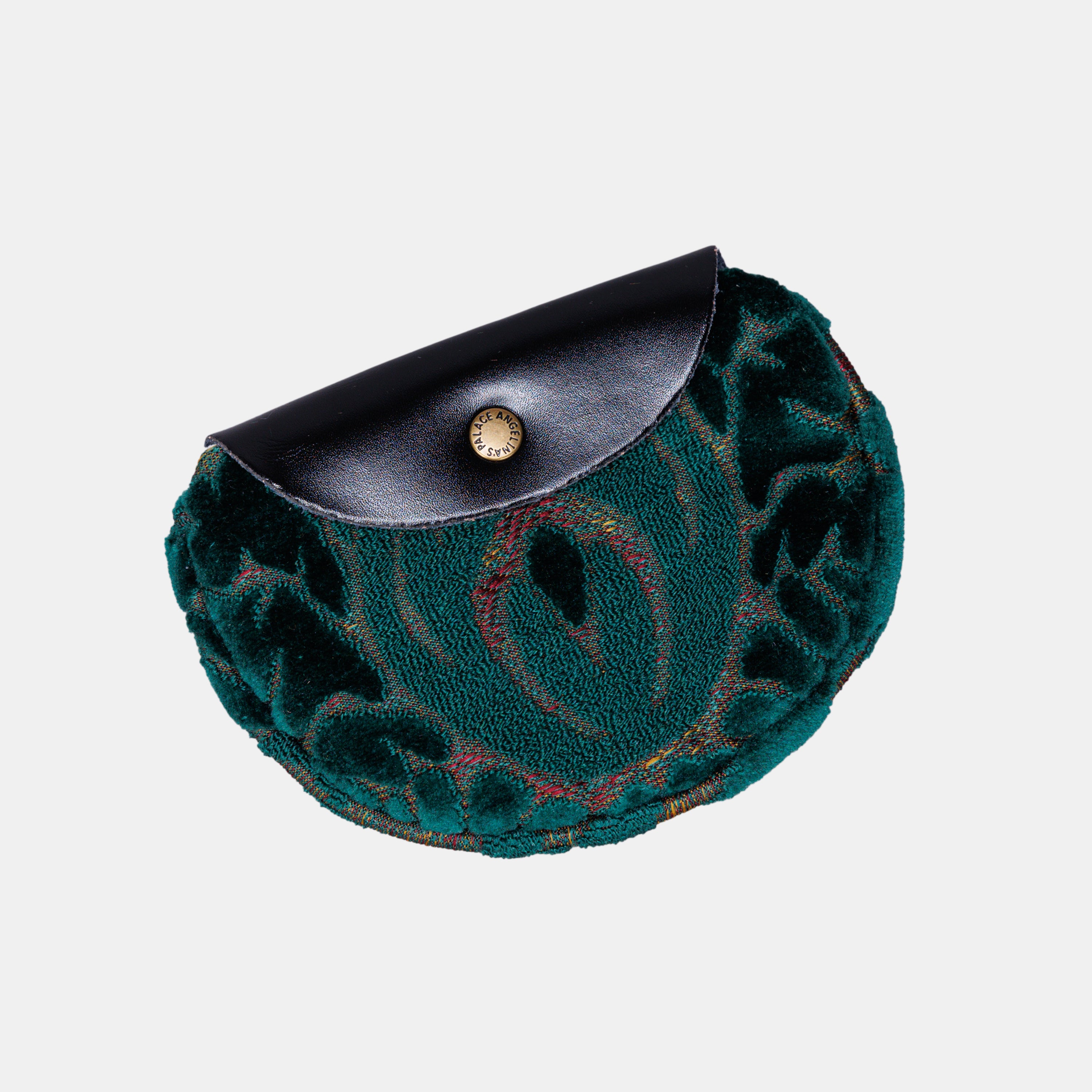 Burnout Velvet Jade Green Flap Coin Purse MCW Handmade-3