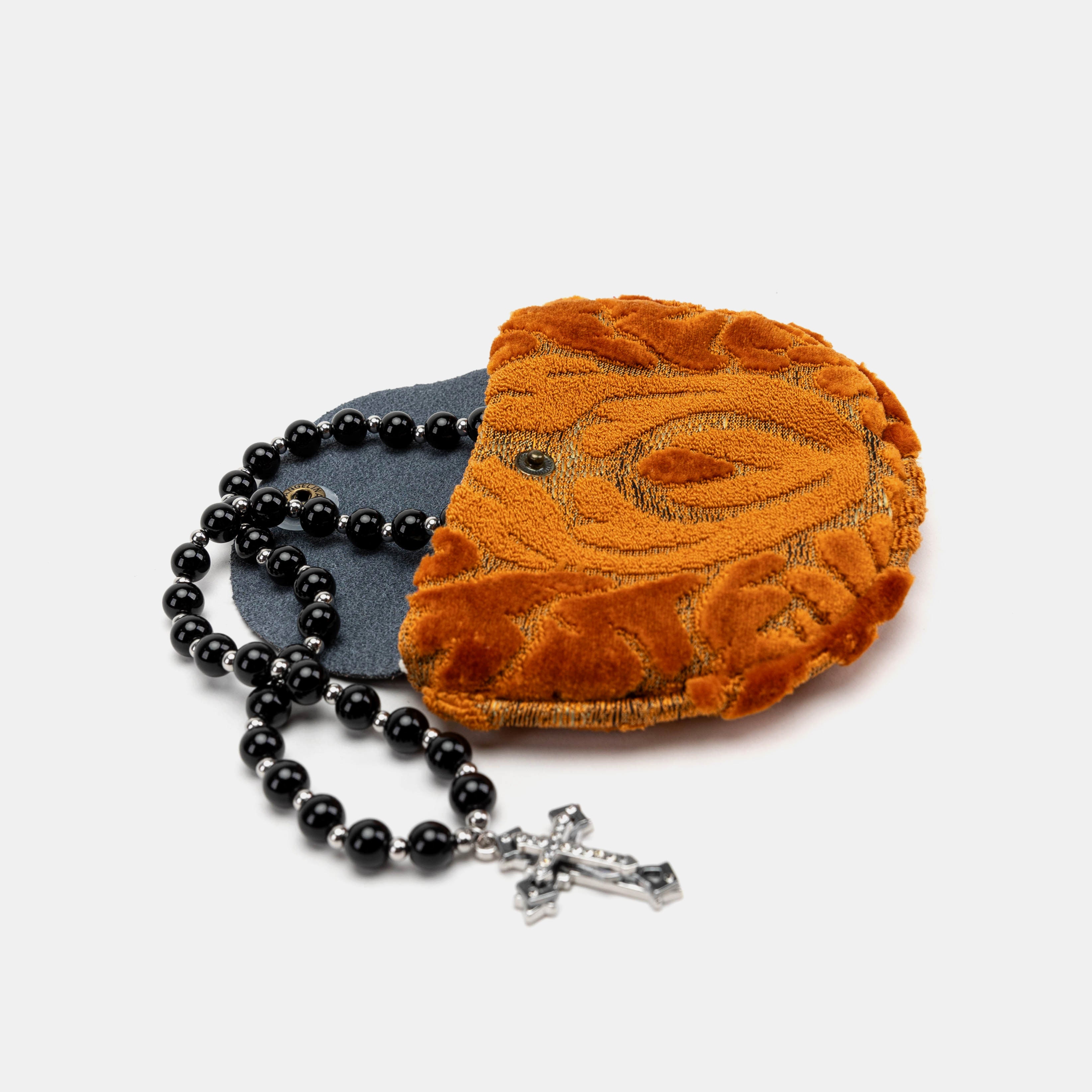 Burnout Velvet Orange Rosary Bag main