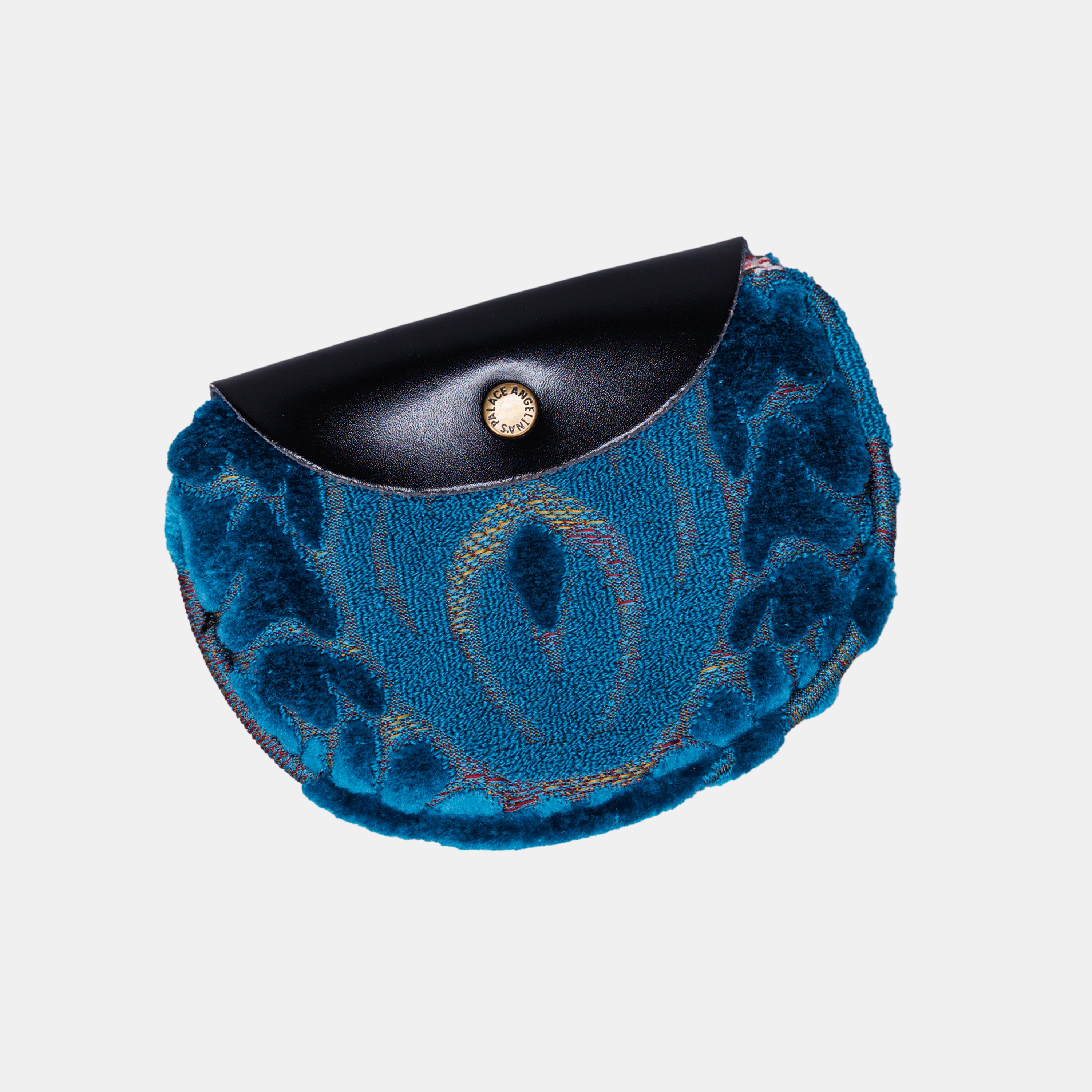 Burnout Velvet Aqua Blue Flap Coin Purse  MCW Handmade-3