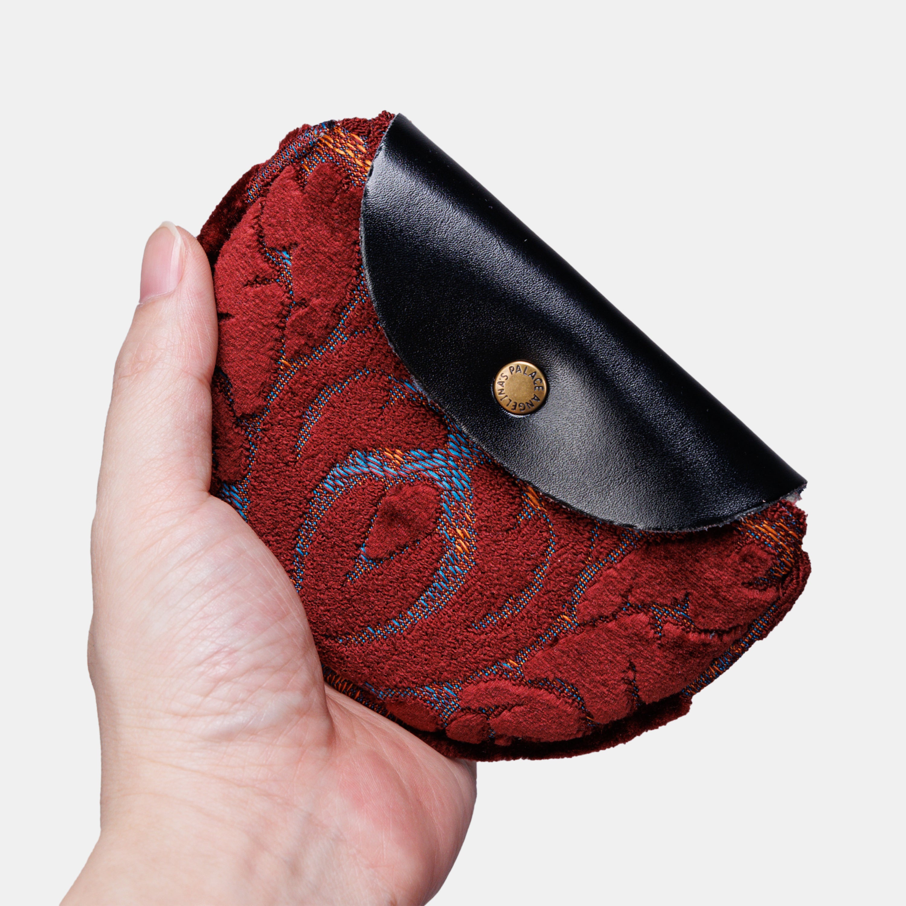 Burnout Velvet Wine Flap Coin Purse MCW Handmade