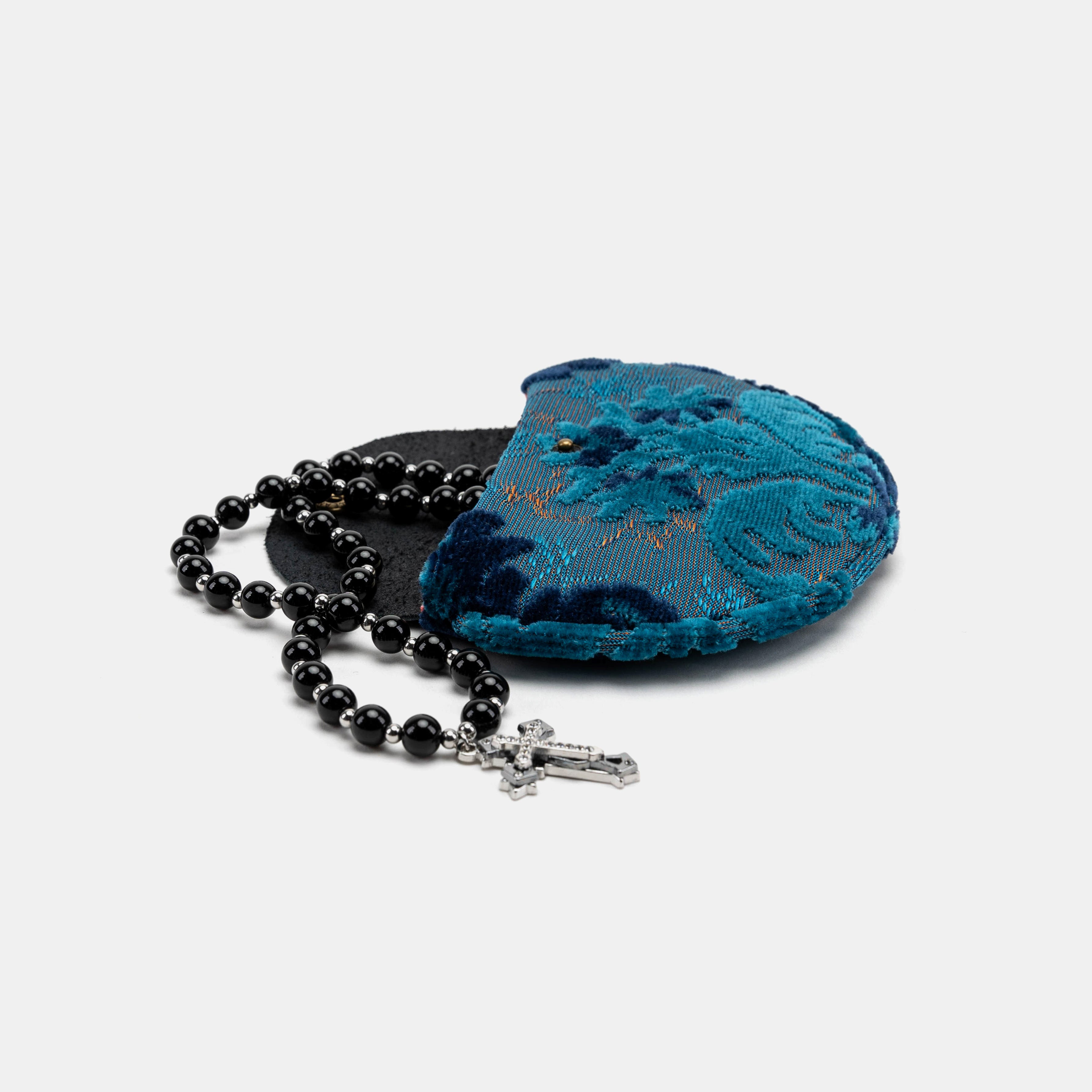 Burnout Velvet Revival Aqua Rosary Bag Carpetbag of America main