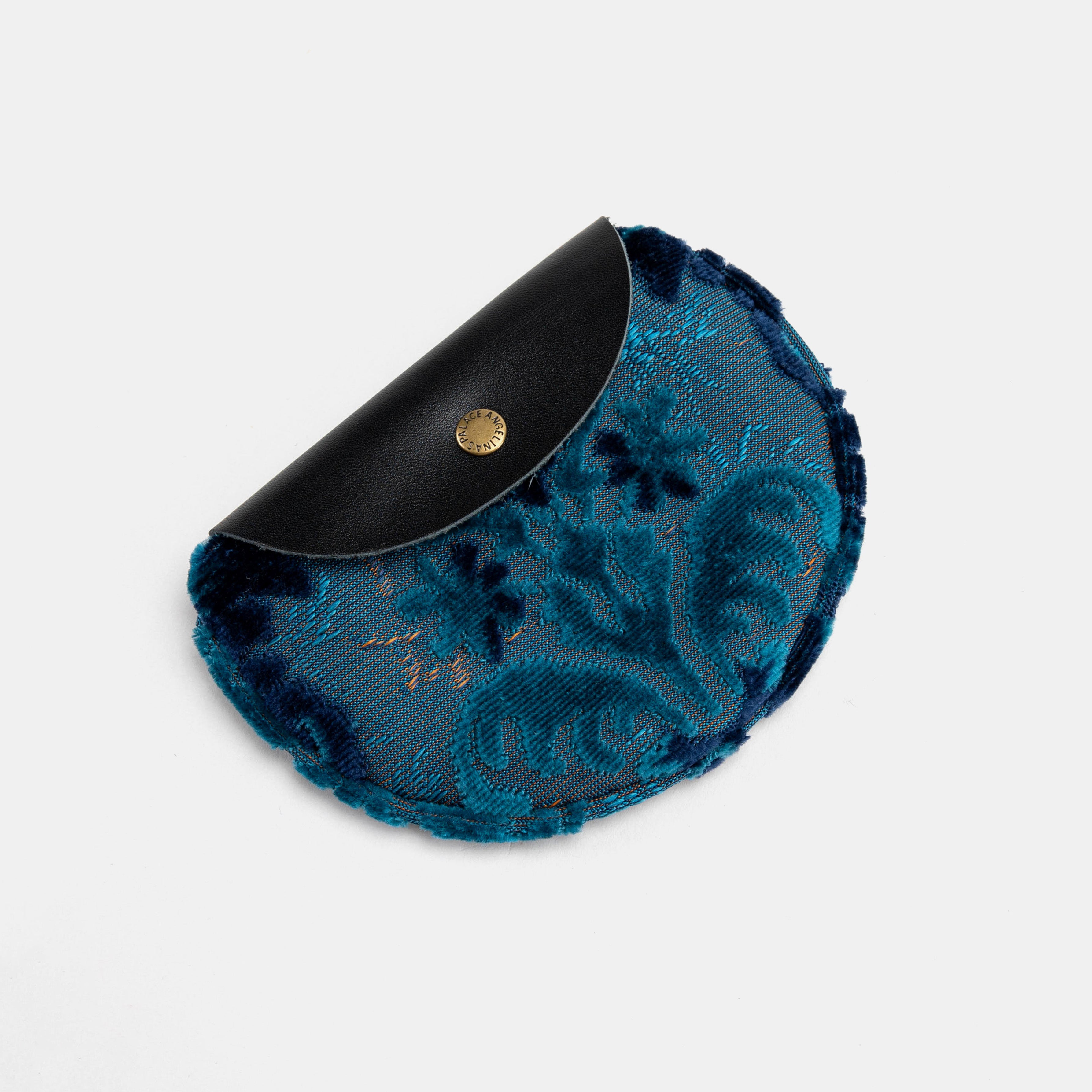 Burnout Velvet Revival Aqua Rosary Bag Carpetbag of America lay flat