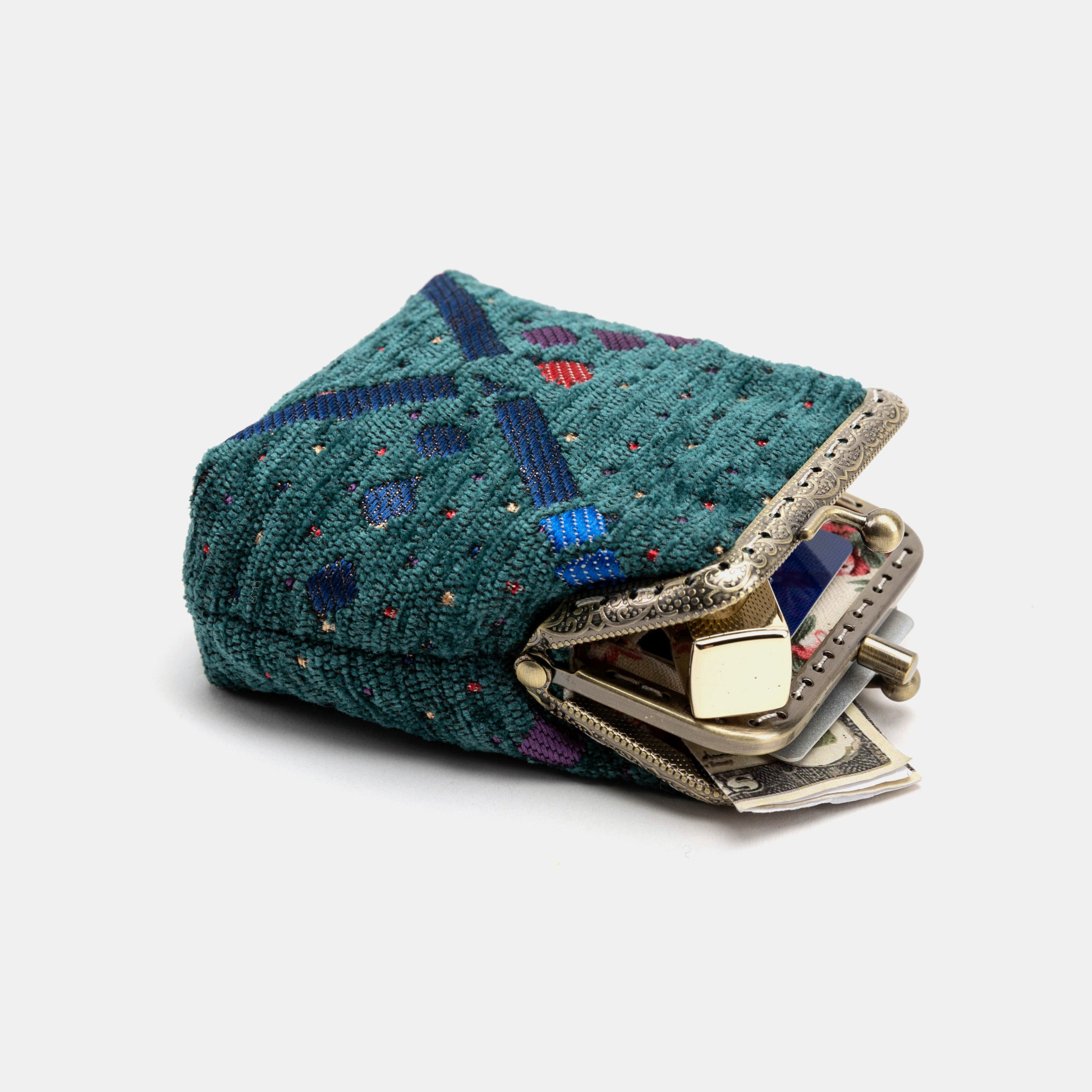 PDX Portland Airport Double Kiss Clasp Coin Purse open to the side