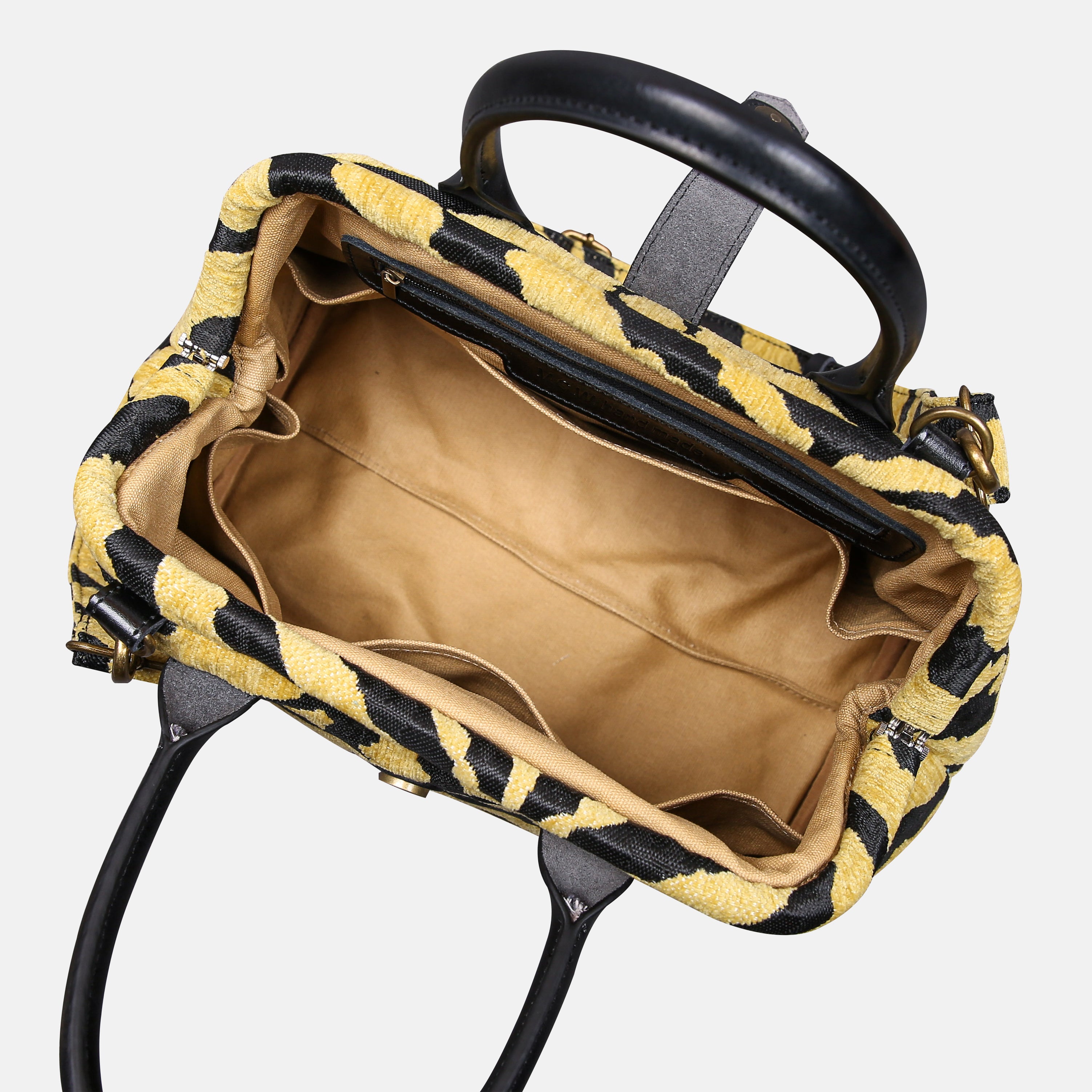 Zebra Daffodil Carpet Handbag Purse carpet bag MCW Handmade-4