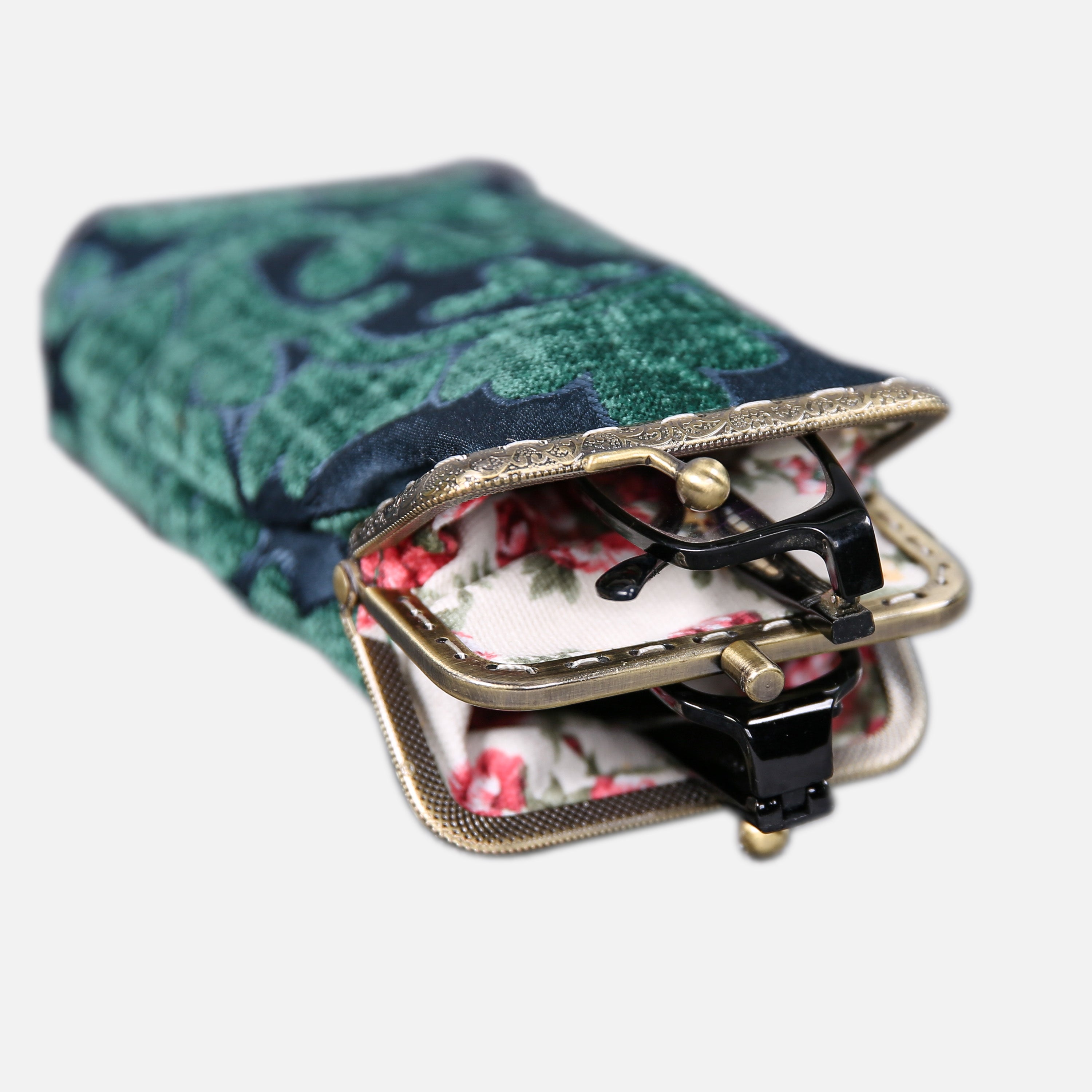 Queen Hunter Green Carpet Eyeglasses Case MCW Handmade-2