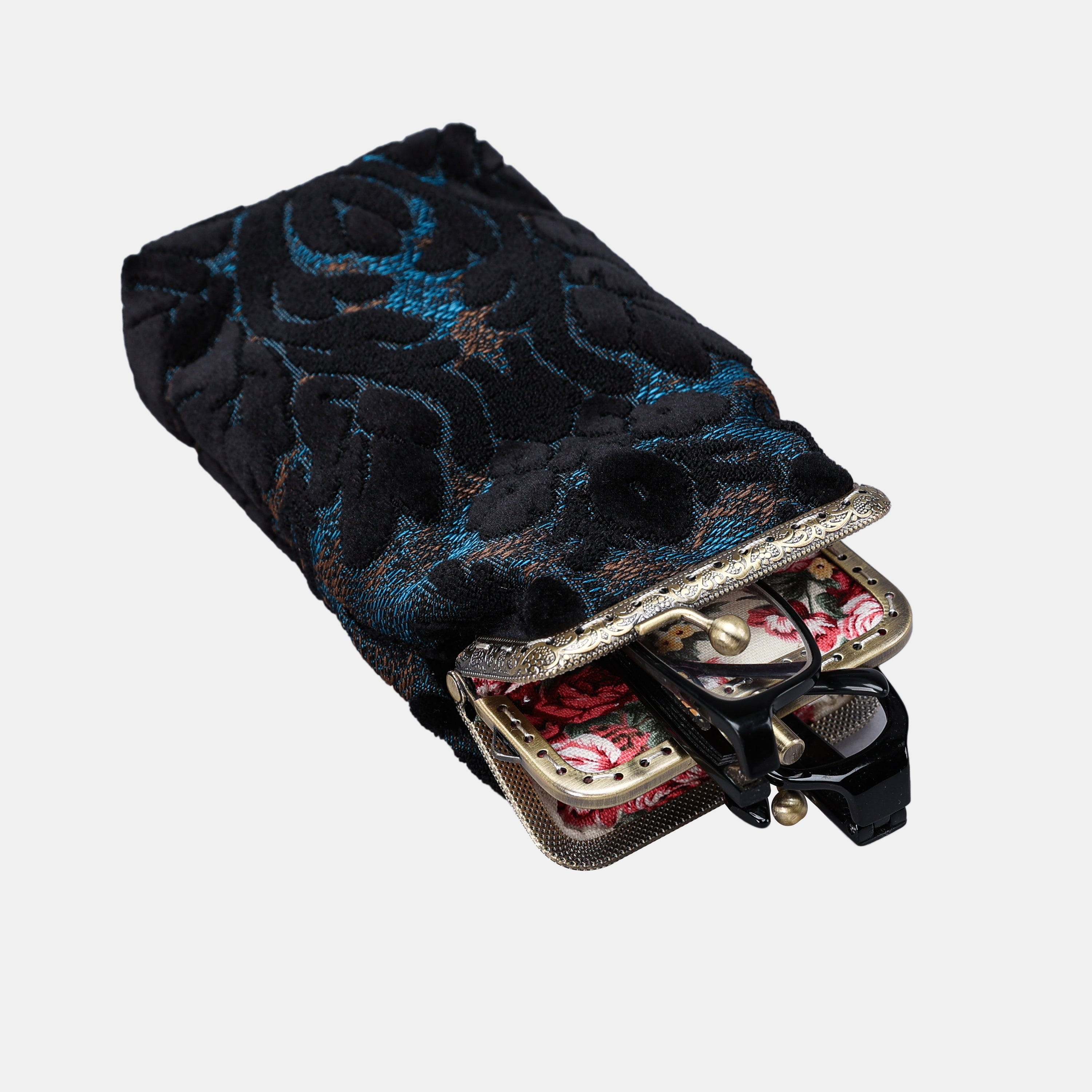 Burnout Velvet Black Carpet Eyeglasses Case MCW Handmade-1