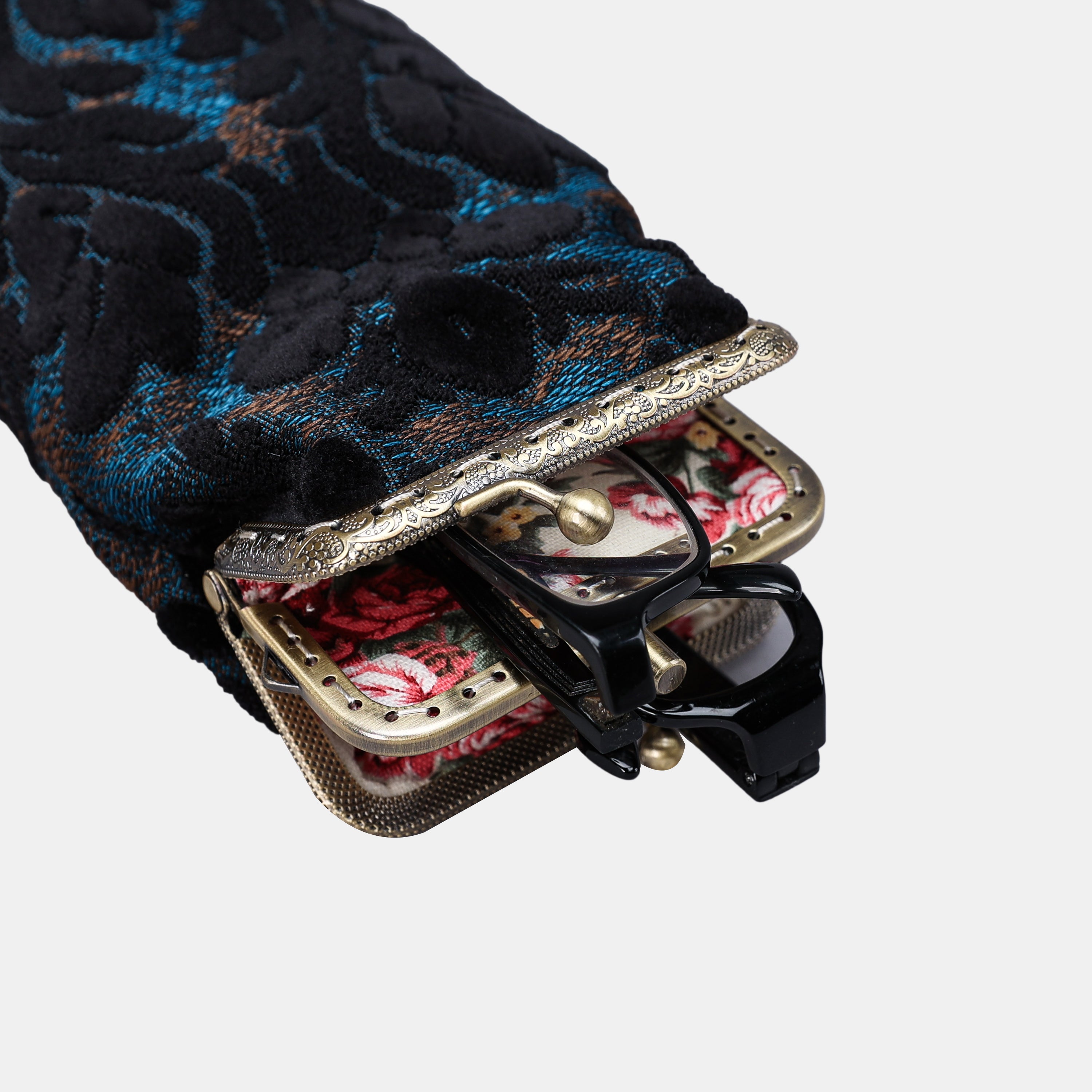 Burnout Velvet Black Carpet Eyeglasses Case MCW Handmade-5