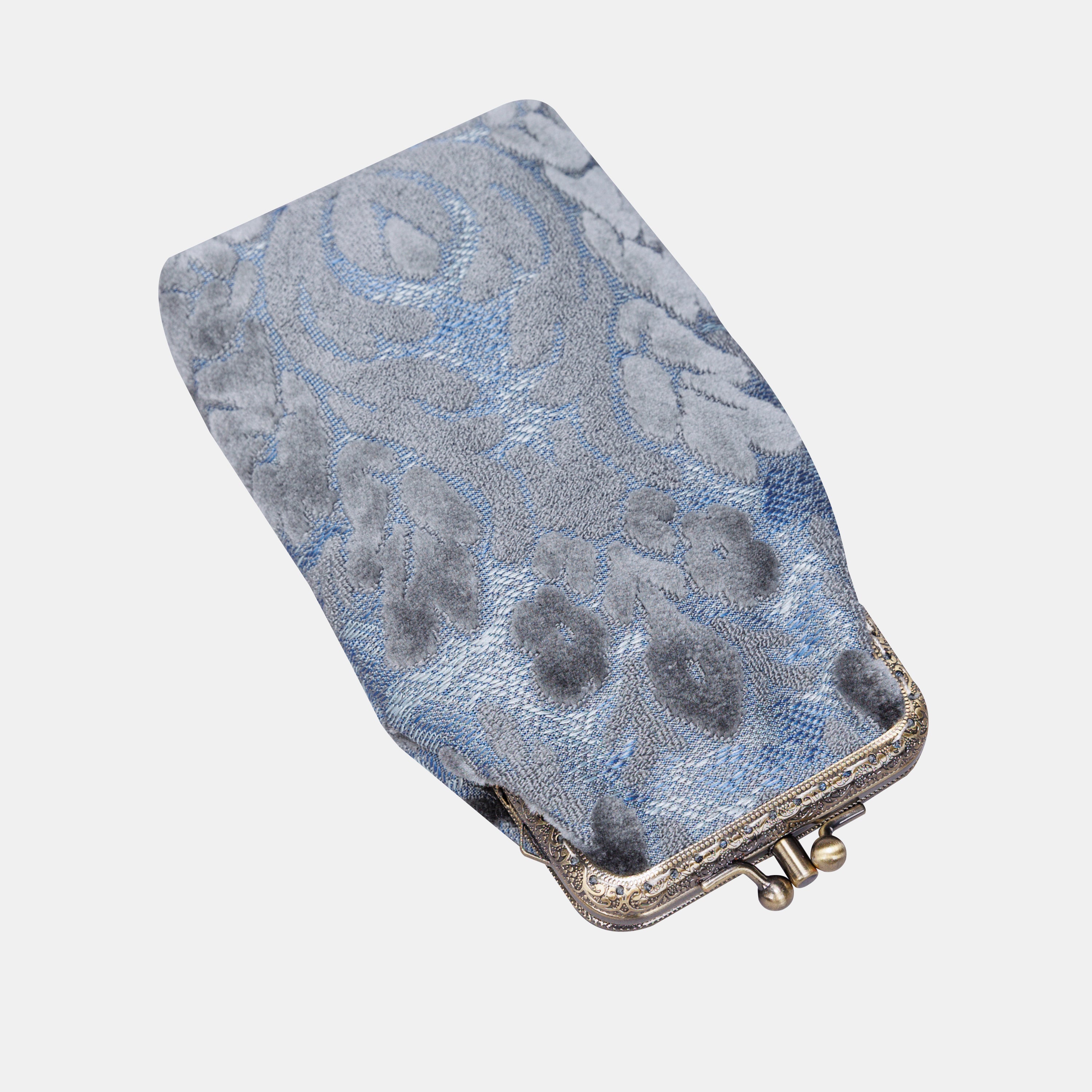 Burnout Velvet Steel Blue Carpet Eyeglasses Case MCW Handmade