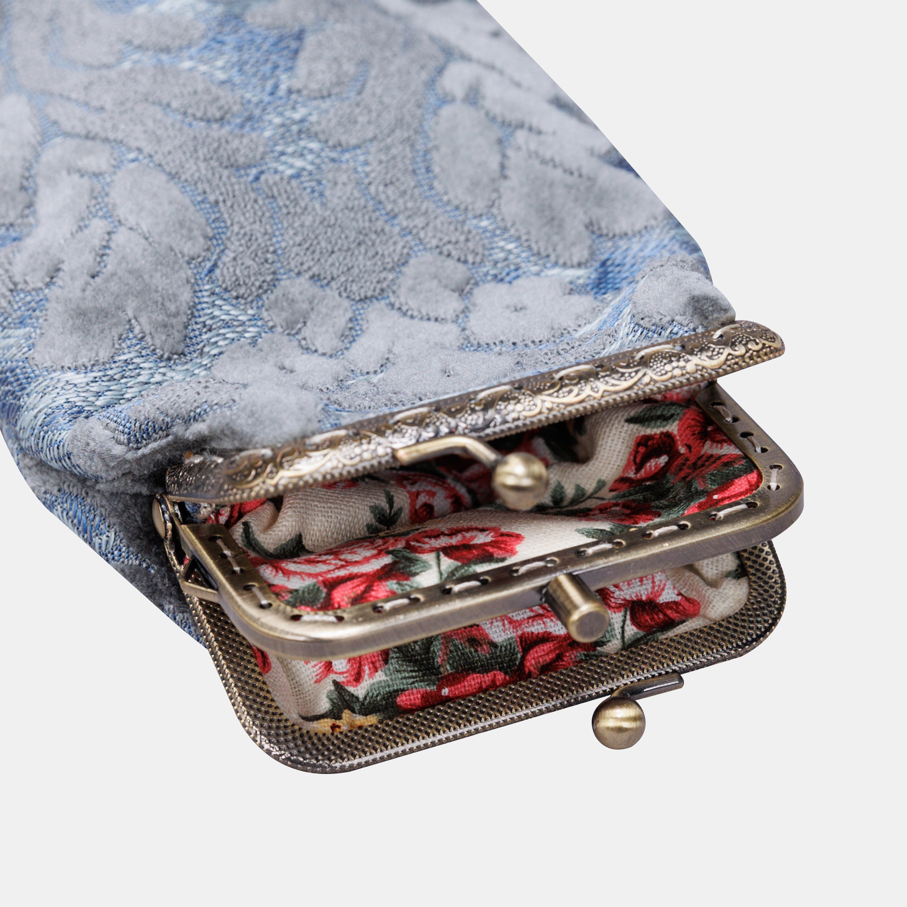 Burnout Velvet Steel Blue Carpet Eyeglasses Case MCW Handmade-3