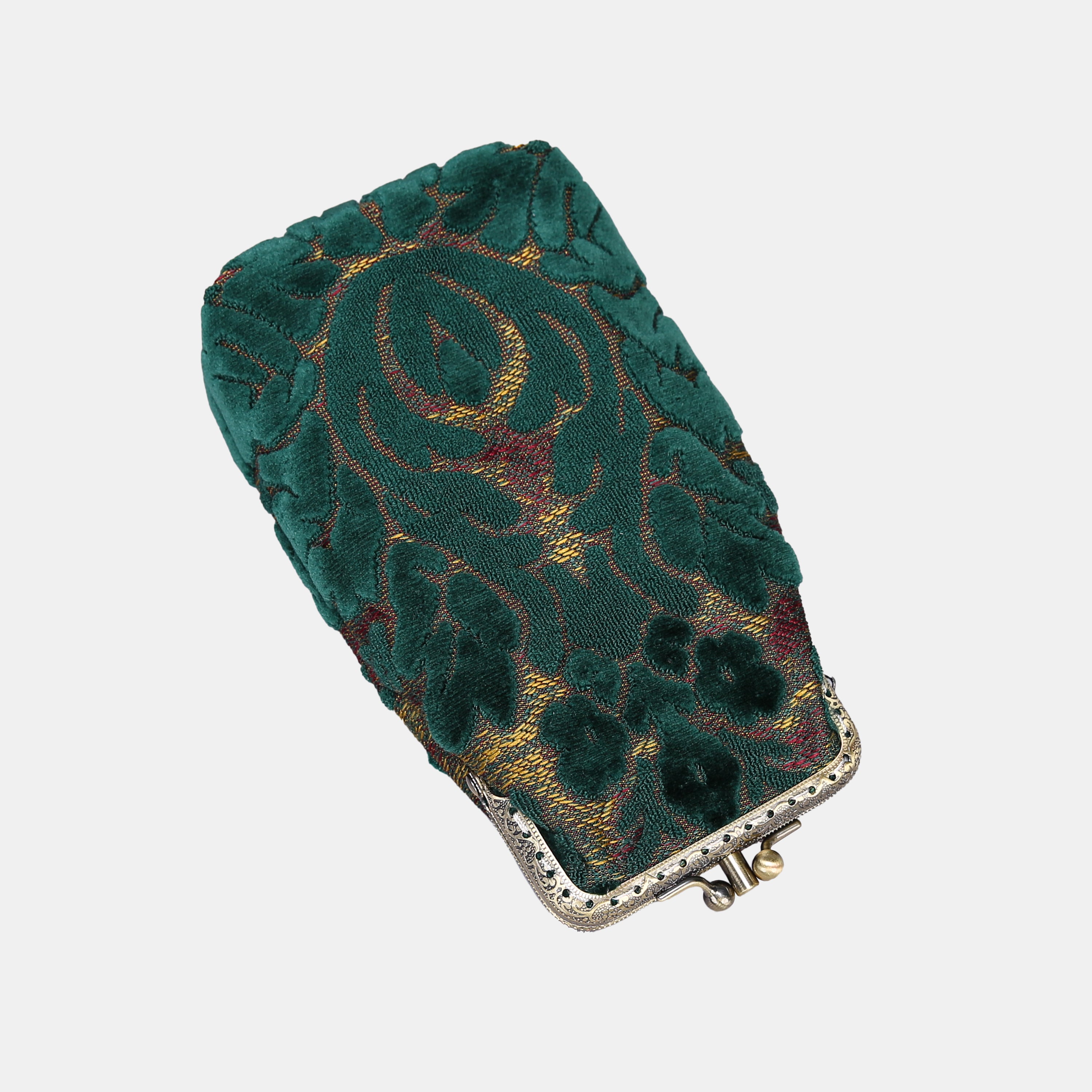 Burnout Velvet Jade Green Carpet Eyeglasses Case MCW Handmade