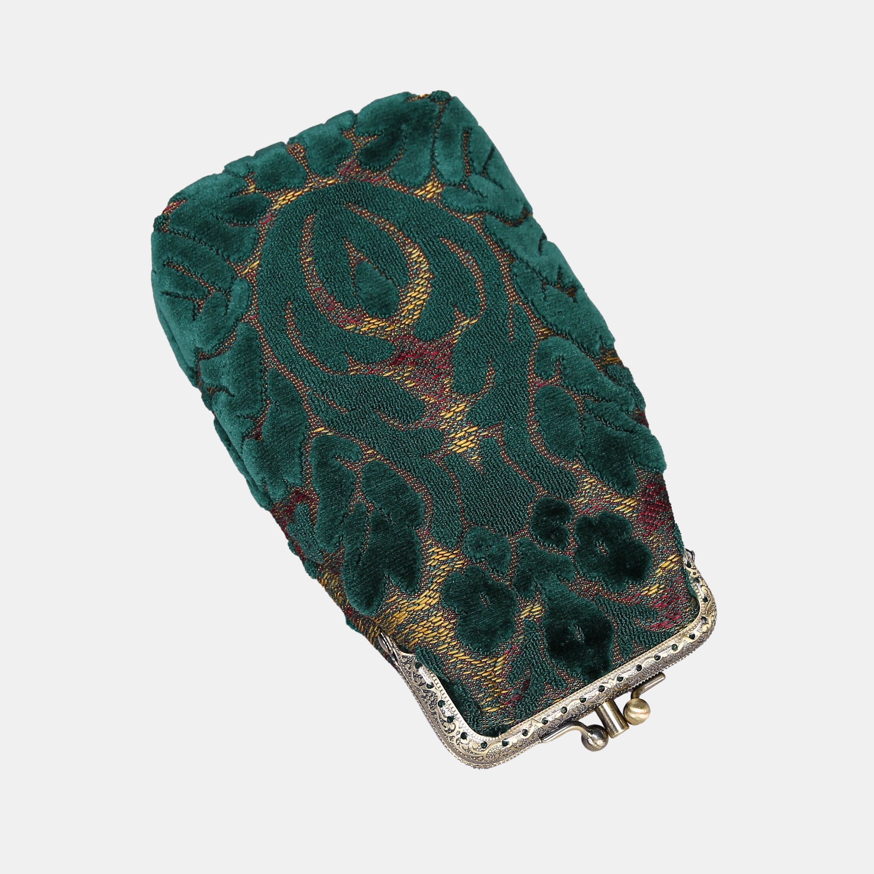 Burnout Velvet Jade Green Carpet Eyeglasses Case MCW Handmade