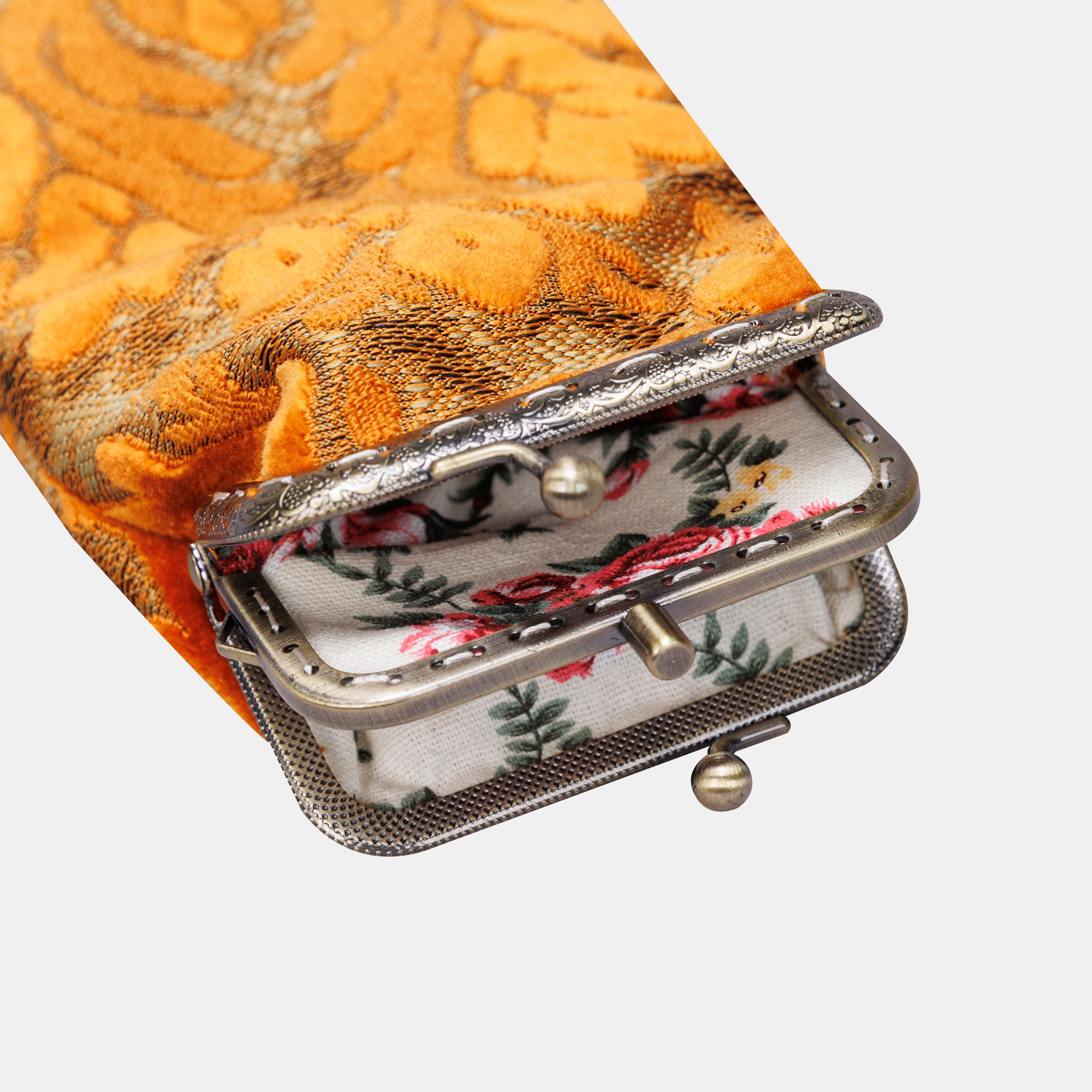 Burnout Velvet Orange Carpet Eyeglasses Case MCW Handmade-3
