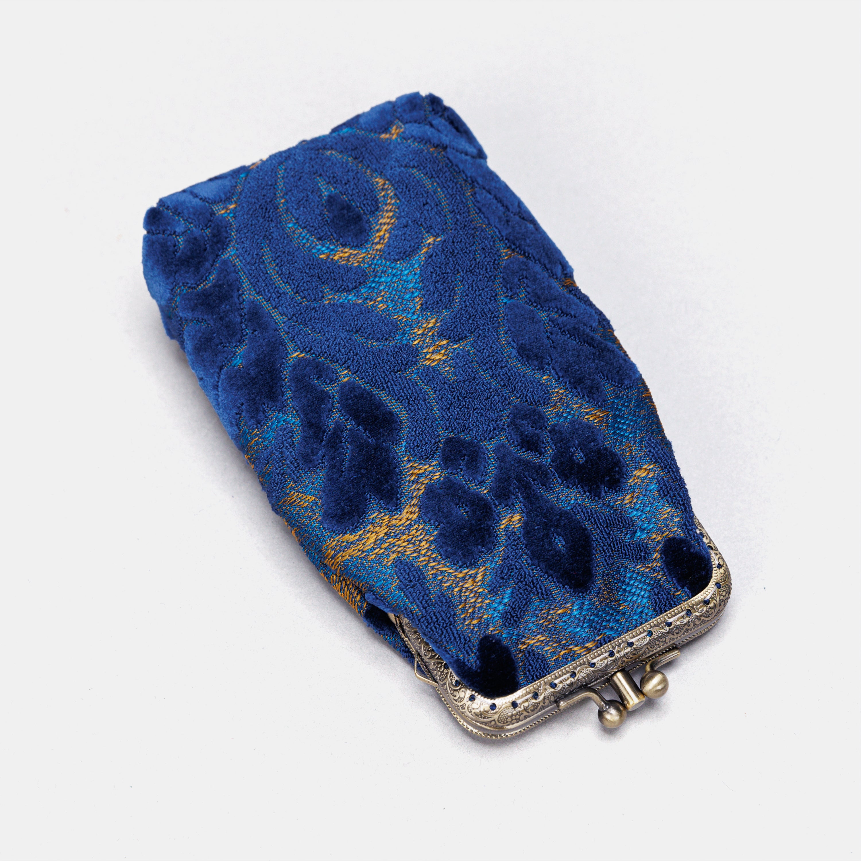 Burnout Velvet Navy Carpet Eyeglasses Case MCW Handmade