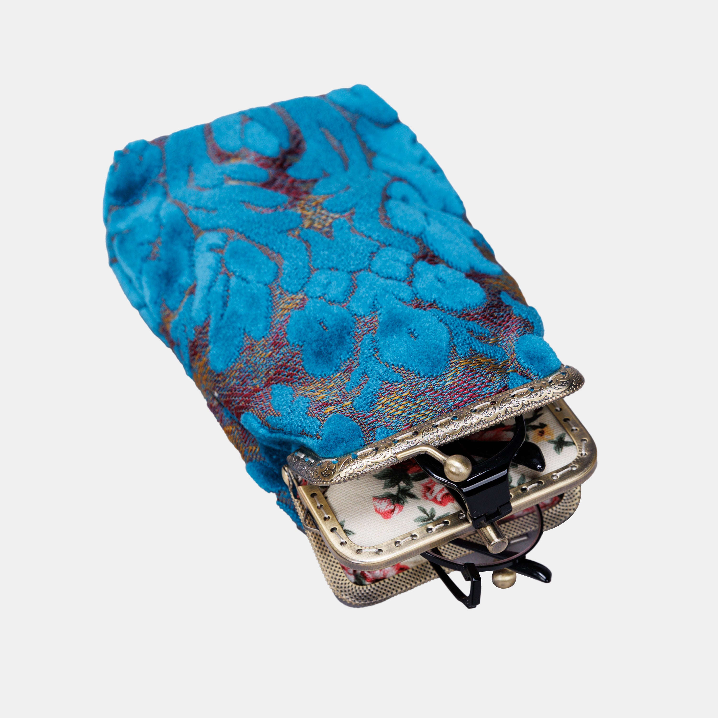 Burnout Velvet Aqua Blue Carpet Eyeglasses Case MCW Handmade-3