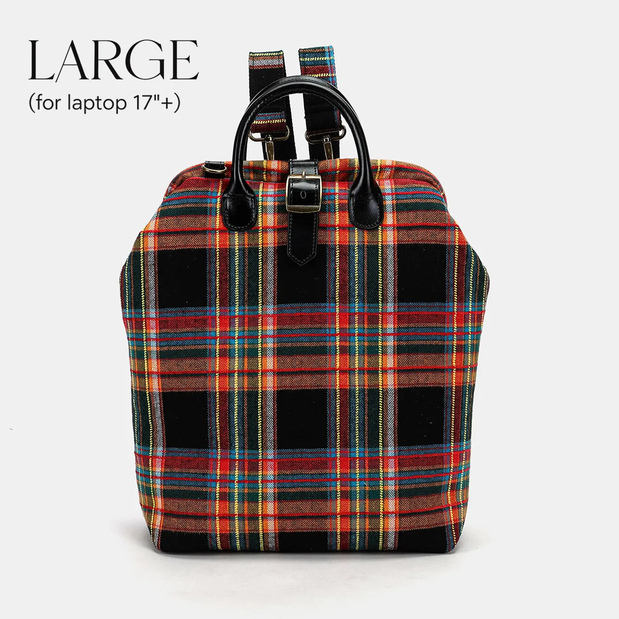 Tartan Stewart Black Carpet Large Laptop Backpack Carpetbag of America main