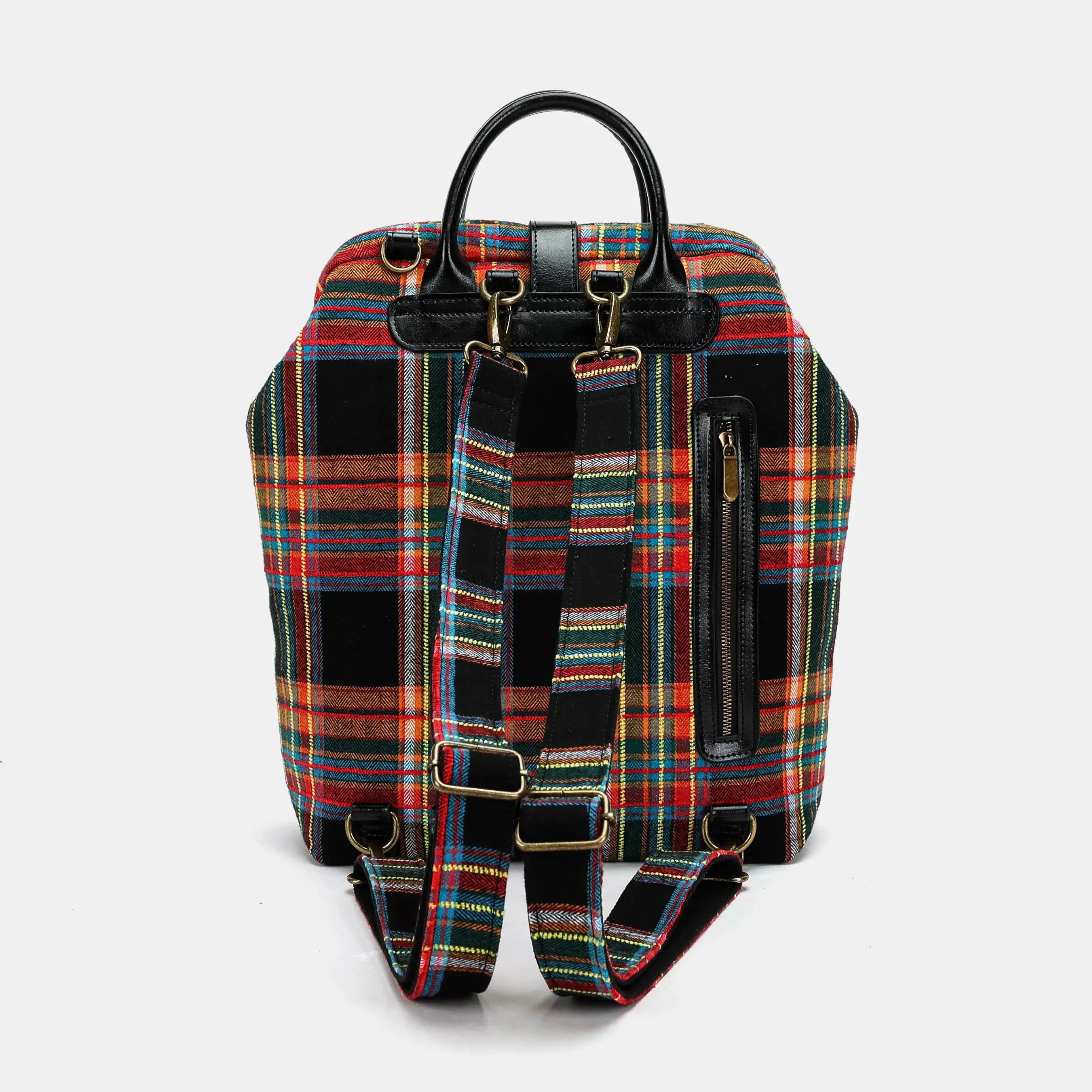Tartan Stewart Black Carpet Laptop Backpack Carpetbag of America back