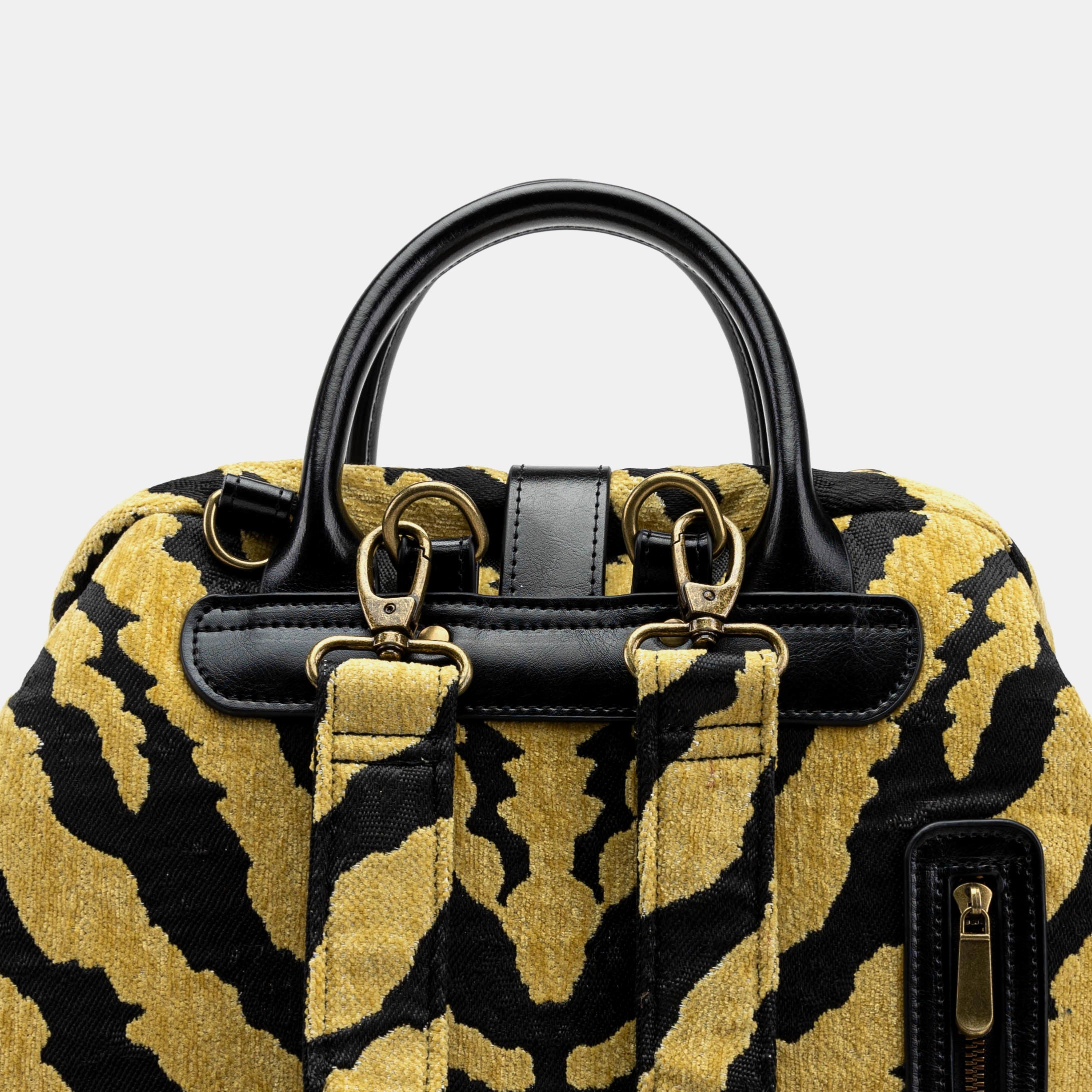 Zebra Daffodil Carpet Laptop Backpack Carpetbag of America back detail