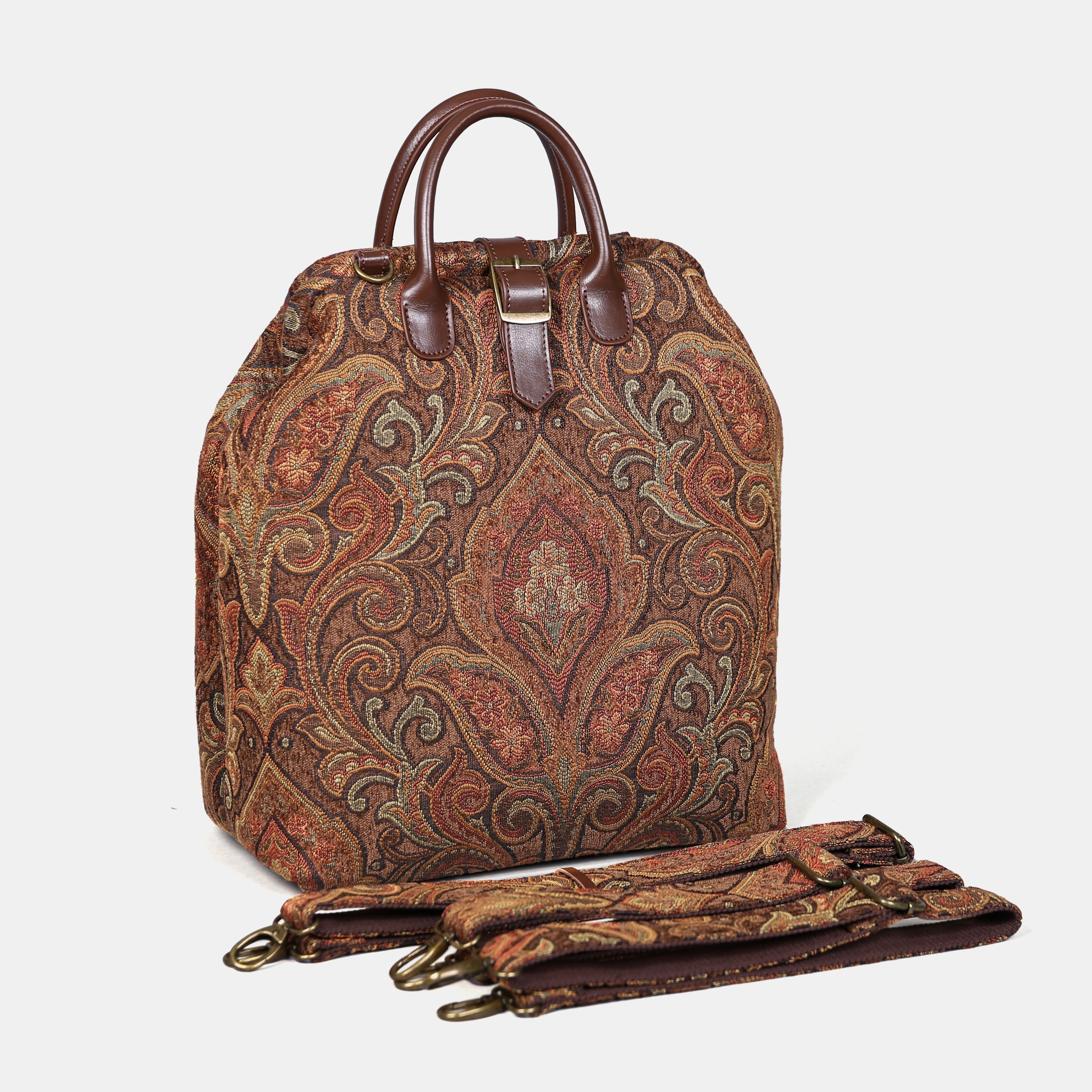 Damask D. Brown Carpet Laptop Backpack MCW Handmade-2