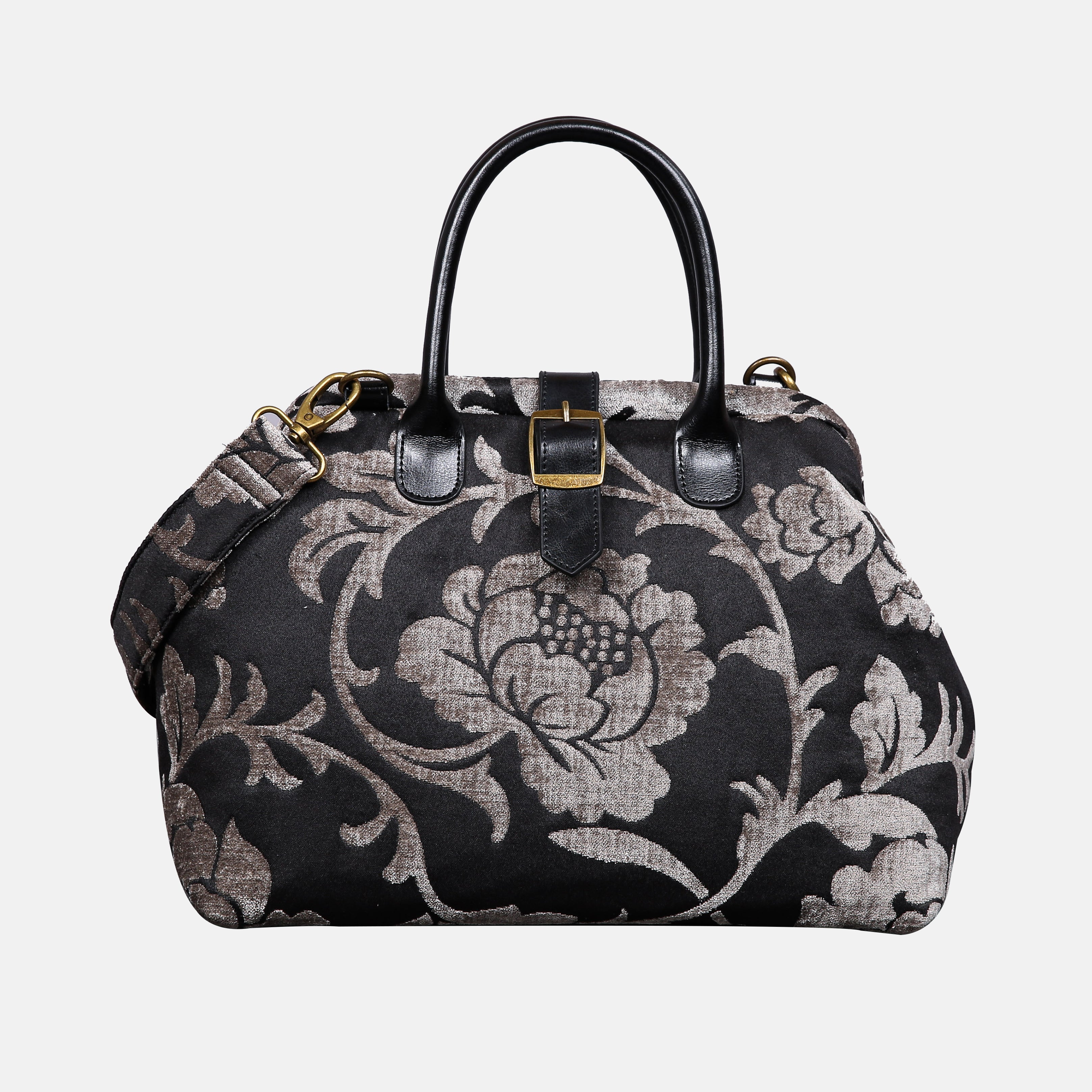 Floral Brocade Grey Carpet Handbag Purse carpet bag MCW Handmade