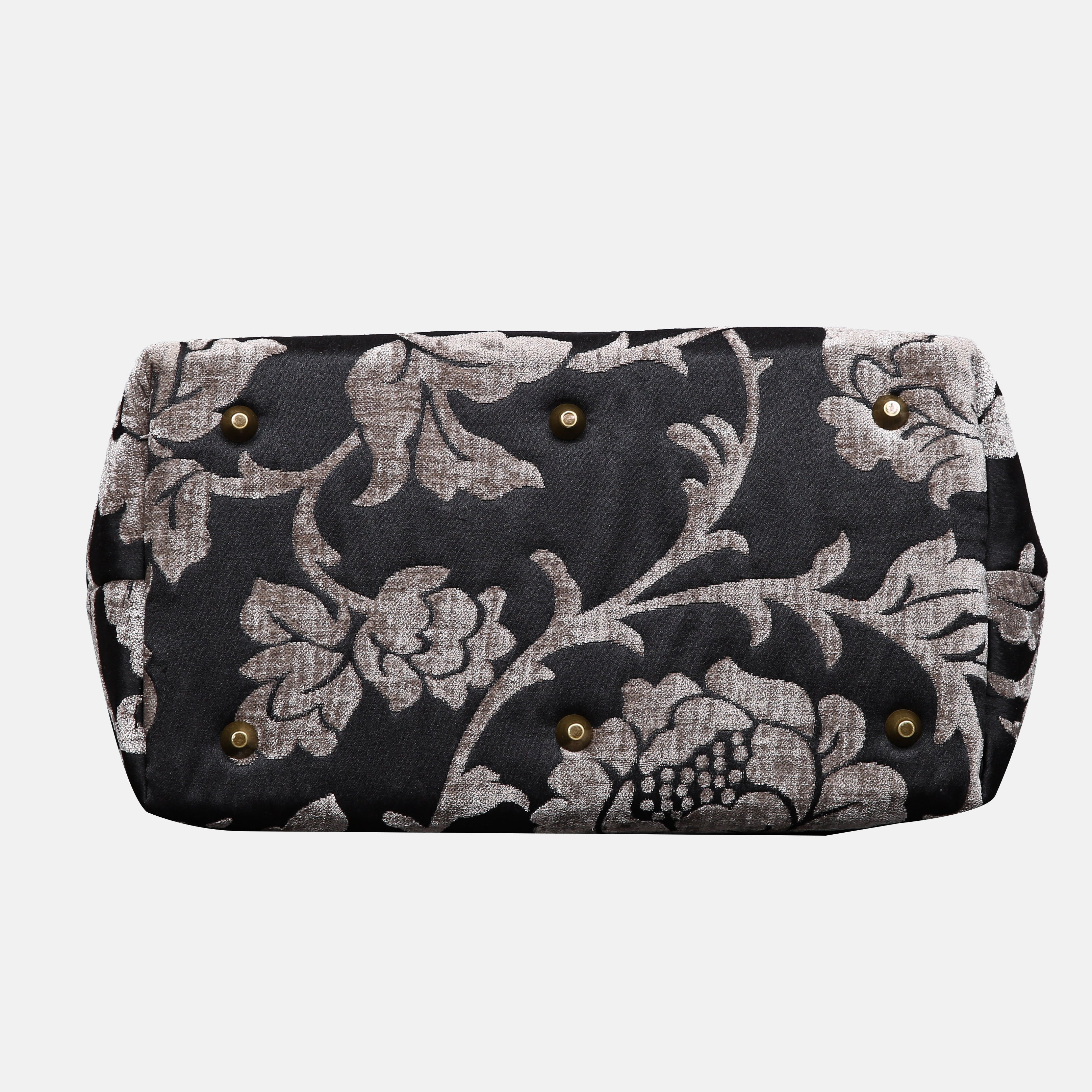 Floral Brocade Grey Carpet Handbag Purse carpet bag MCW Handmade-3